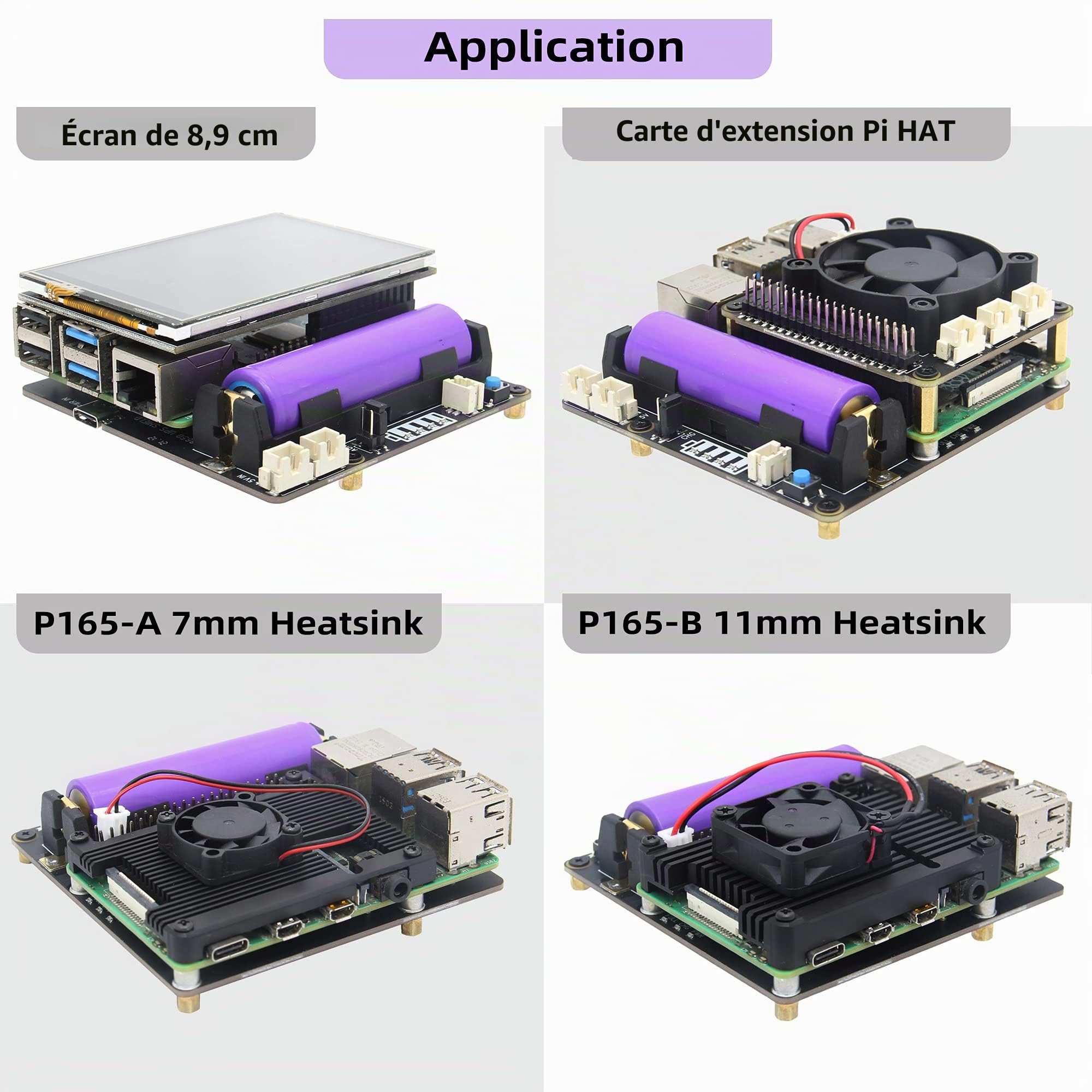 Geekworm X703 18650 UPS Shield Hat for Raspberry Pi 4 8GB/4GB/2GB Only | Ultra-compact, Auto Power On, NOT supports software safe shutdown, NOT included RPi4 or Batteries