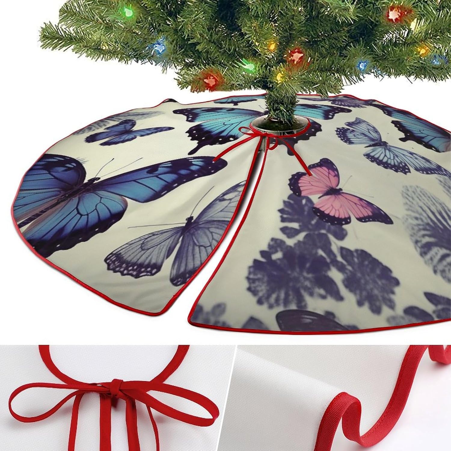 Christmas Tree SkirtBeautiful Butterflyclassic Fashion Tree Skirt Painted Multifunctional Christmas Tree Skirt