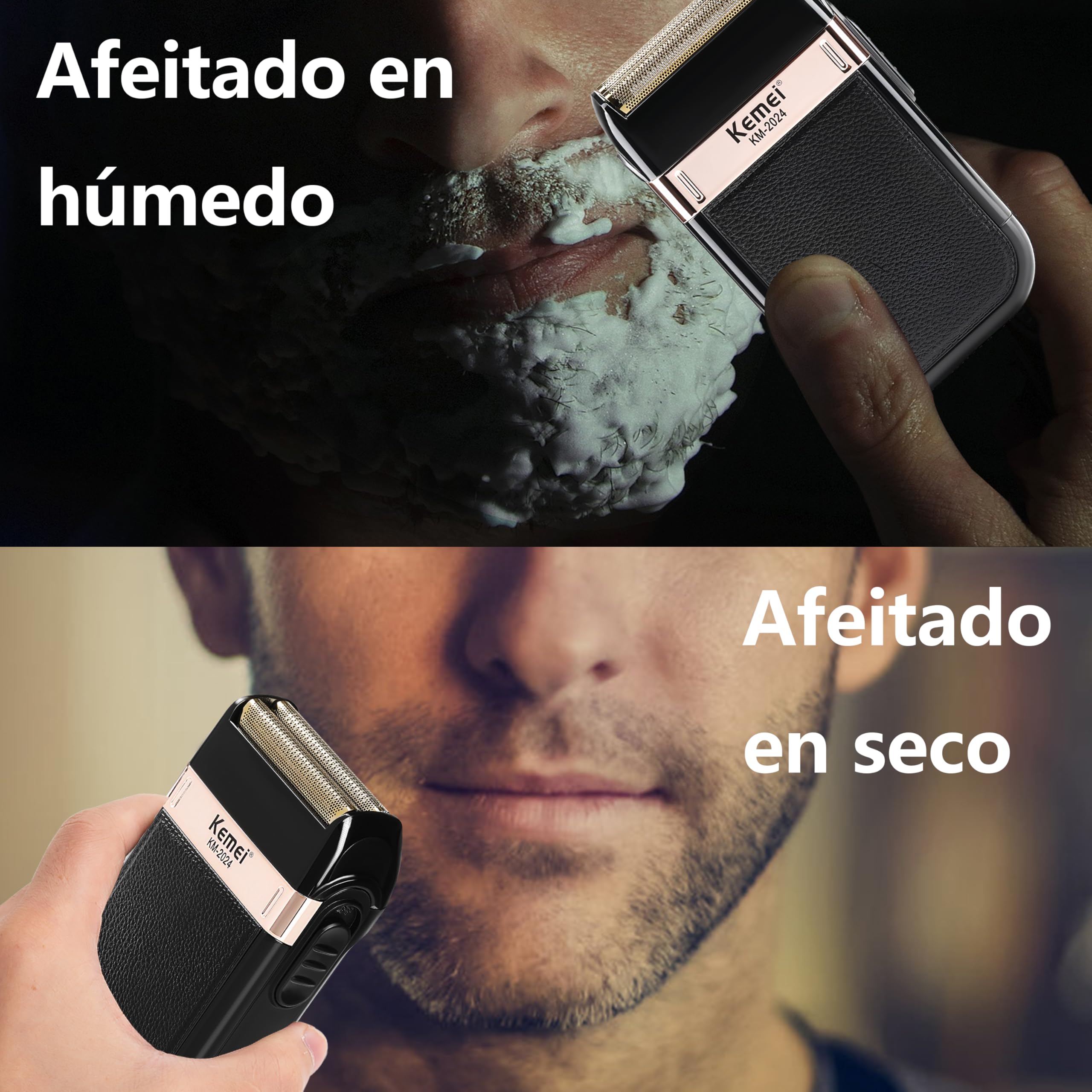 KEMEI afeitadora electrica hombre, afeitadora de láminas a prueba de agua,maquina de afeitar recargables sin cable, Regalos para el Día del Padre