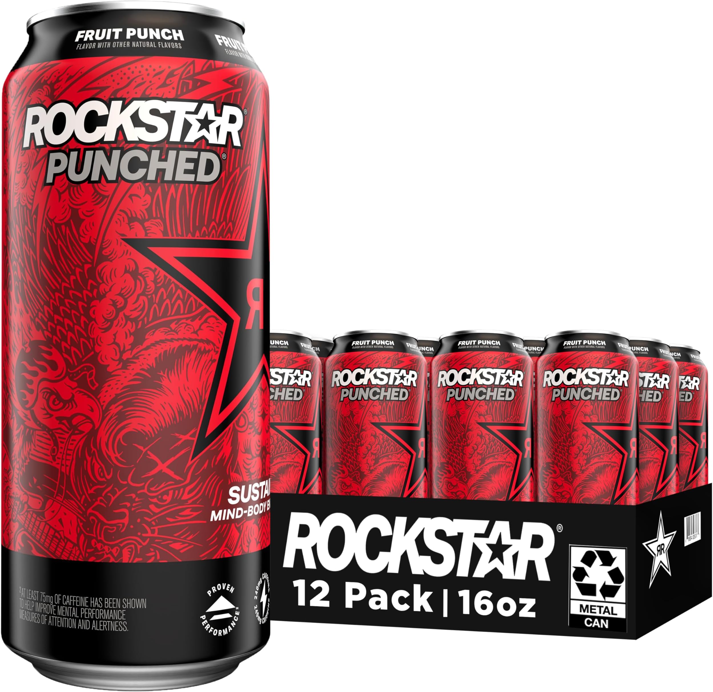 Amazon.com: Rockstar Punched Energy Drink, Fruit Punch, 16 Fl Oz (Pack ...