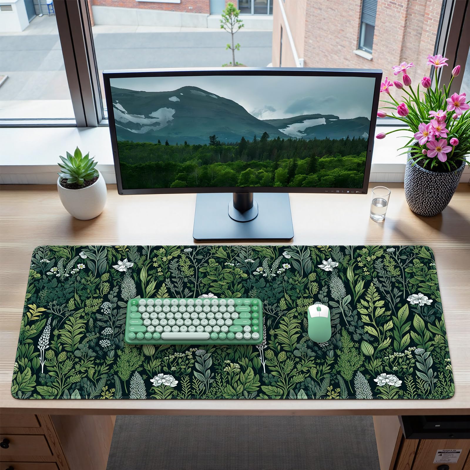 iCasso Desk Mat, Big Desk Pad,XXL Gaming Mouse Pad, Dark Green | 35.4x15.7in Mouse Pad fo…