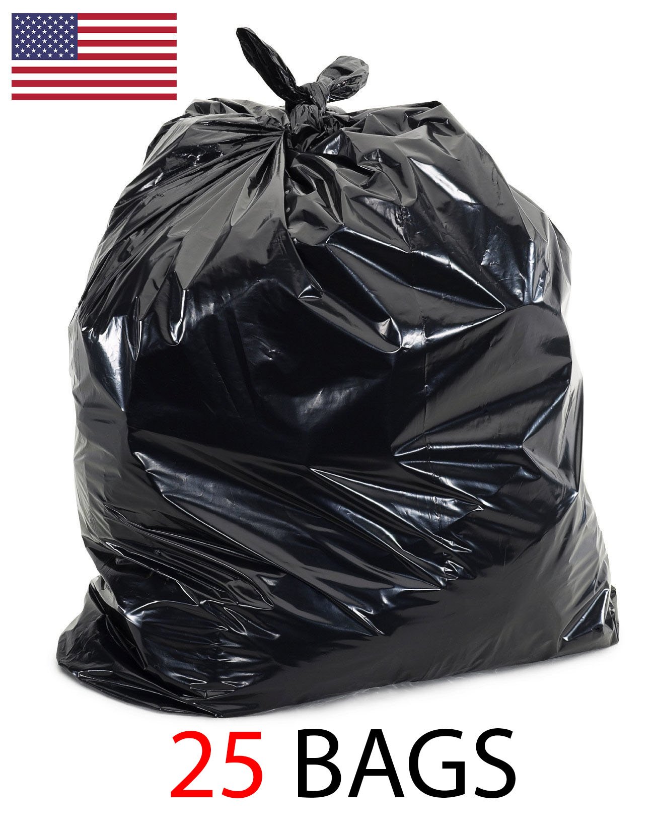 Trash Can Liners Bags - 42 Gallon Capacity & 3mil Thick Extra Heavy Duty Strength - Large Garbage, Leak-Proof & Durable, House & Commercial Use Bags Black 37 X 43 (25 Count)