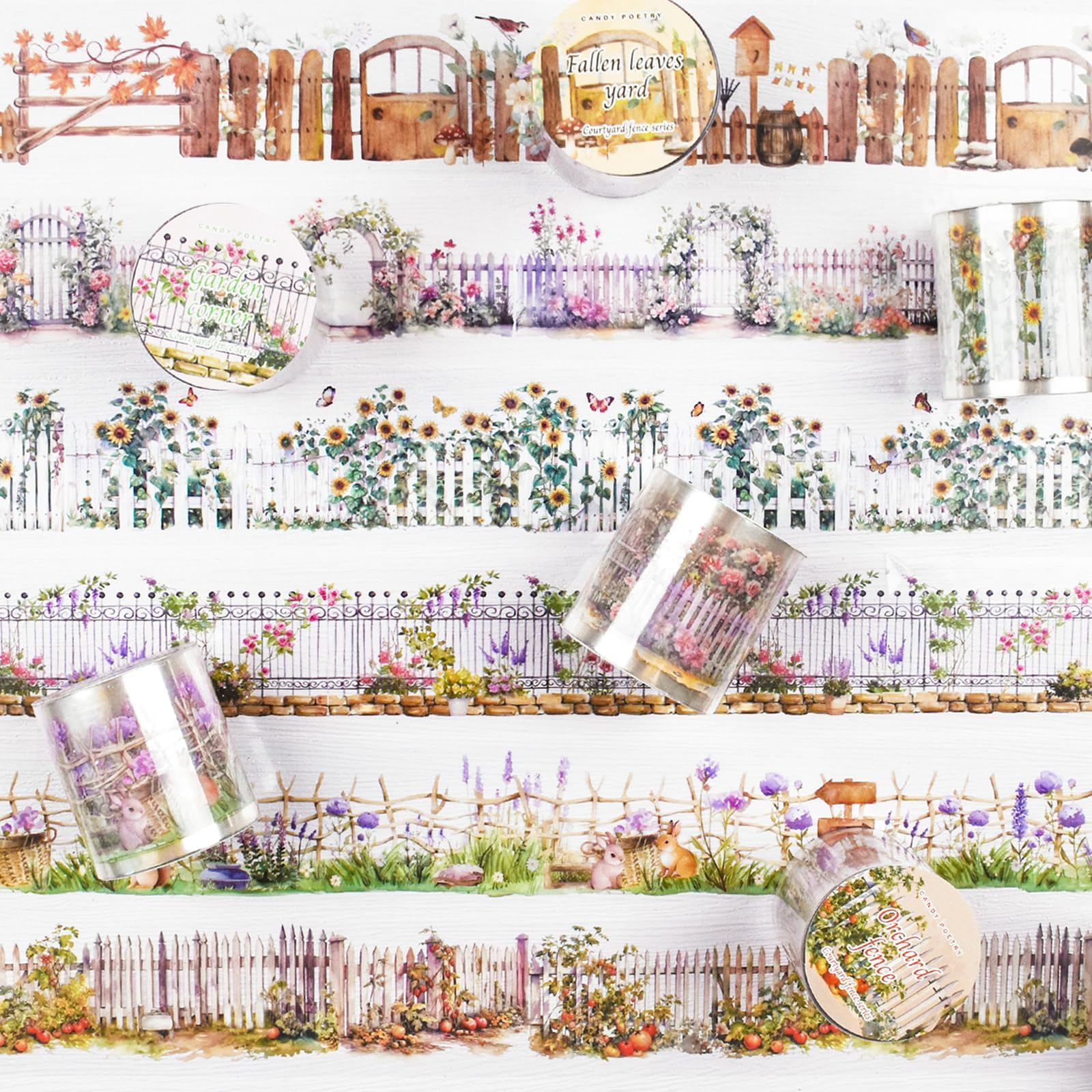 Cinta PET para diarios y scrapbooking, 6 rollos Washi Tape cinta washi decorativa pre-cortada Masking Tape para journaling bíblico, scrapbooking,Decorar Regalos de tarjetas y álbumes de fotos