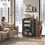 HOMCOM 5-Tier AV Support pour médias avec portes en verre ouvertes, armoire de rangement audio-vidéo avec étagères réglables DVD Joueurs, Consoles de jeux, Routeurs, Noir dérangé