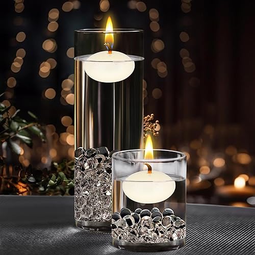 Miniatura 8 de Mega Candles 12 velas de disco flotante rojo sin perfume, velas de cera de parafina vertidas a mano de 1.5 pulgadas de diámetro, decoración del