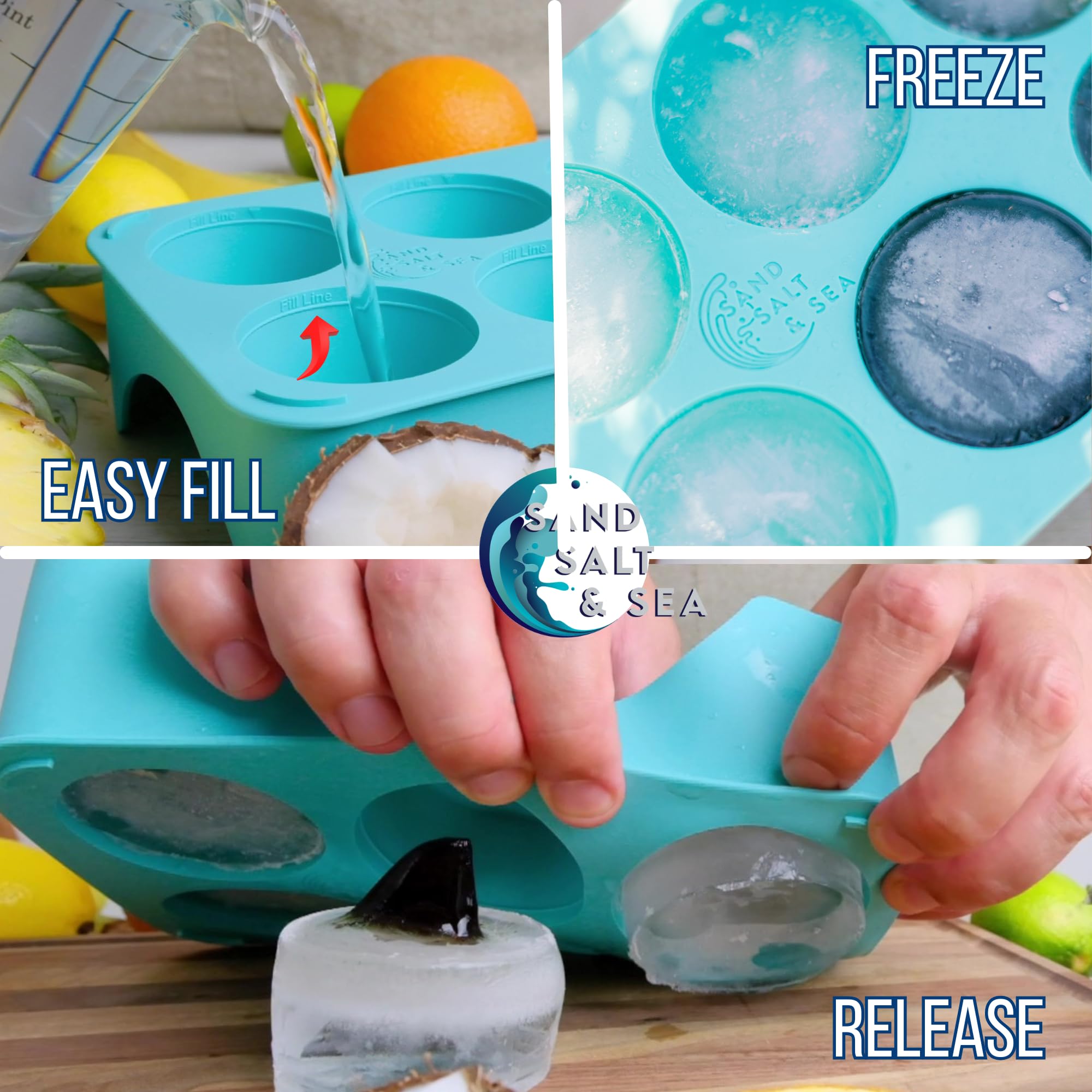 Silicone Shark Fin Ice Cube Tray, 100% Food Grade, BPA-Free Sharkweek Shark Gifts, Dishwasher Safe Silicone, Shark Party or Birthday Gift, Upright-Floating Fin Ice Mold