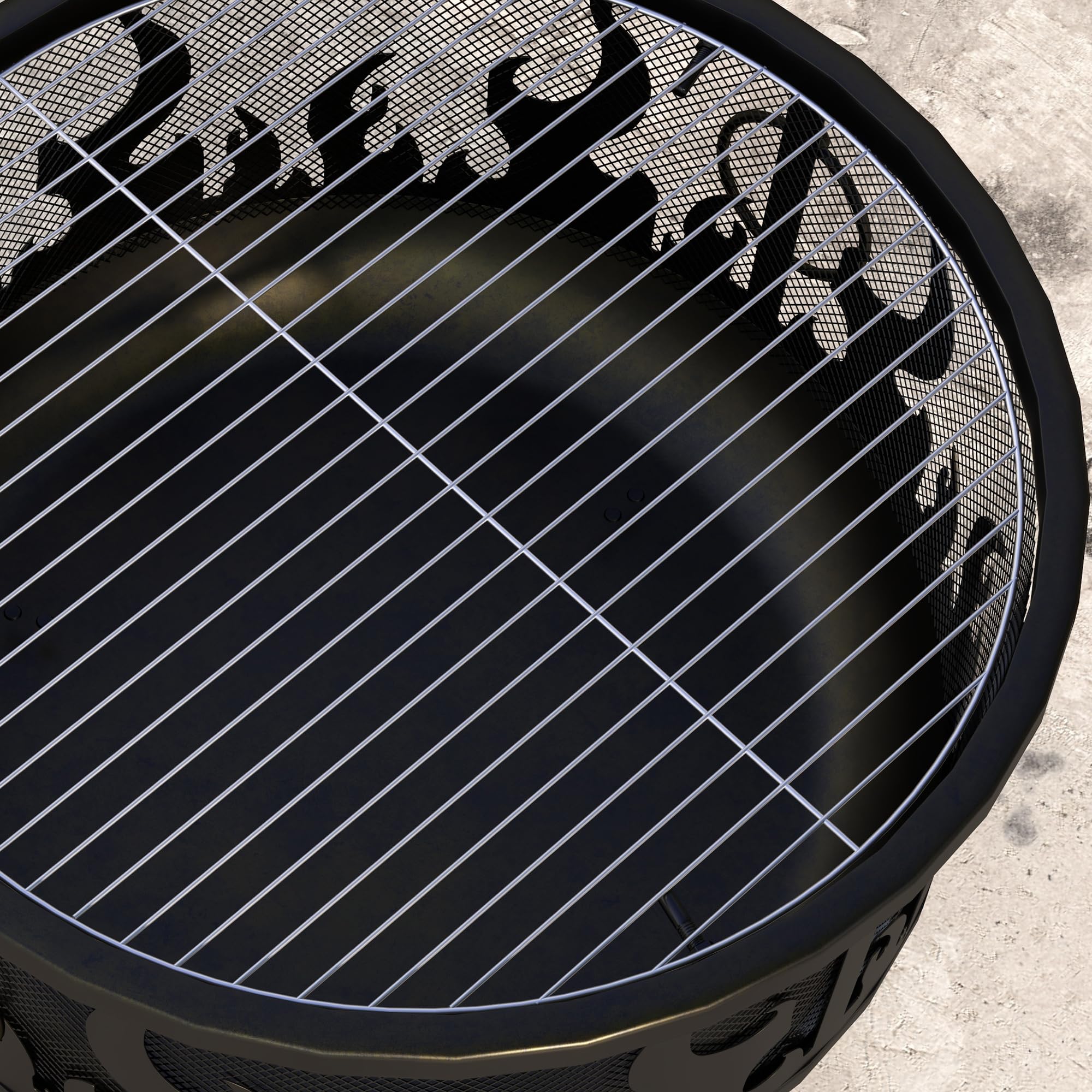 Outsunny Palenisko 2 w 1, koksownik z ochroną przed iskrami, ruszt do grillowania do ogrodu, BBQ, metalowy, czarny, Ø 61 x 55 cm