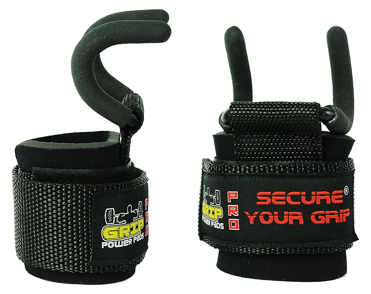 Weight Lifting Rod Hooks Heavy Duty Wrist Wraps Power Weight Lifting Training Gym Grips Straps Set of 2