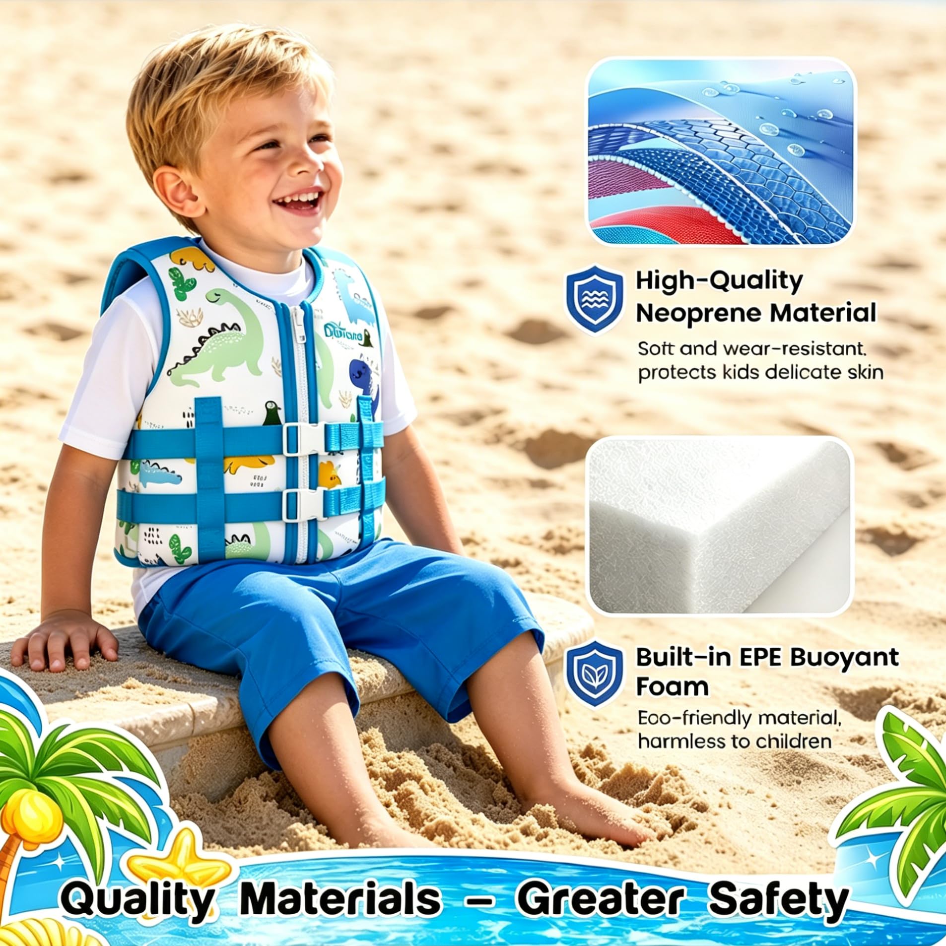 Chaleco de natación Neopreno niños 2-9 años Traje baño entrenamiento Correas Seguridad Ajustables SML 15-40kg