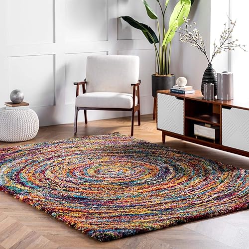 nuLOOM Ardelle Swirl - Alfombra lanuda de 4 x 6, multicolor