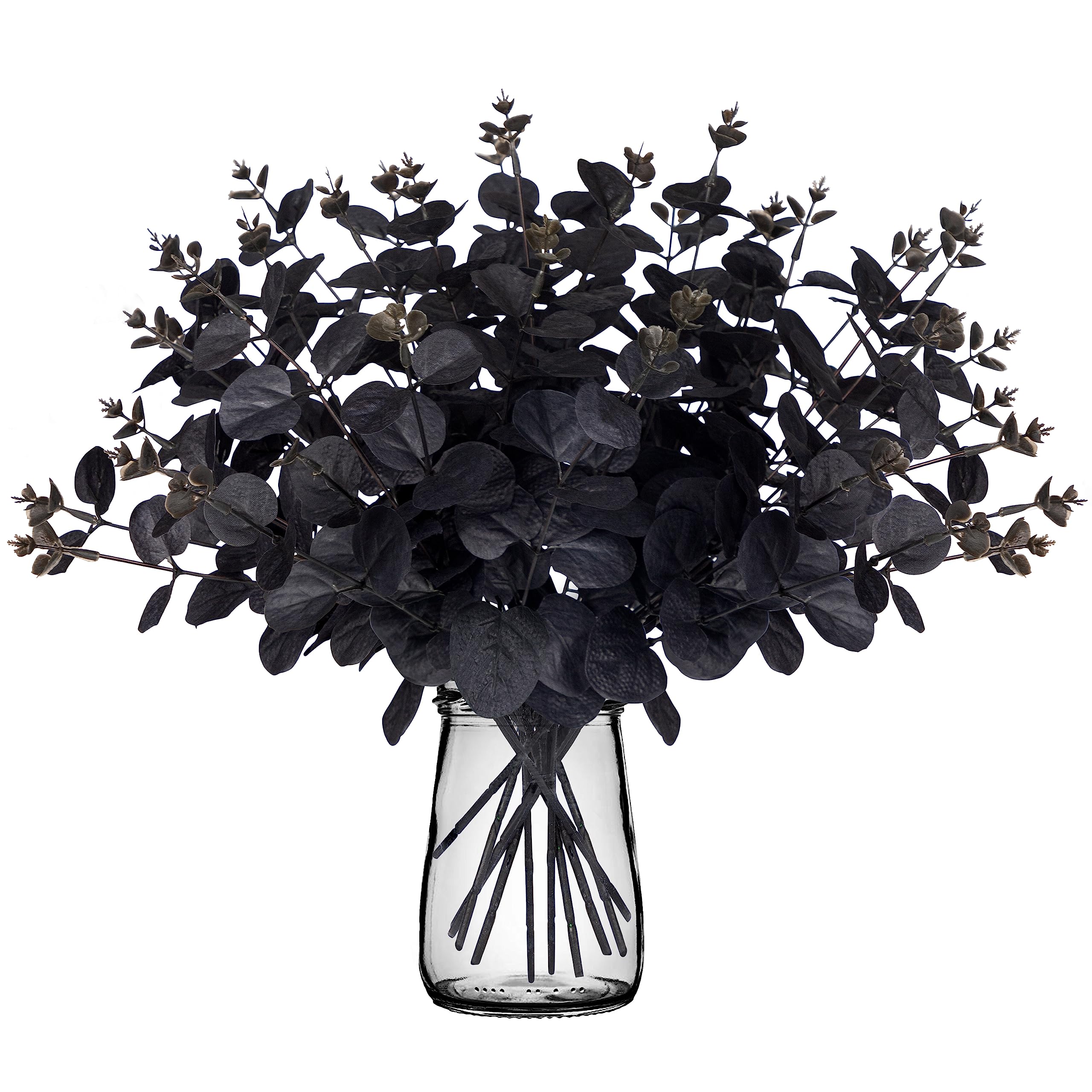 Yen Jean 14PCS Black Halloween Decor Artificial Flowers: Eucalyptus Branches Stems Table Centerpieces Indoor Decorations