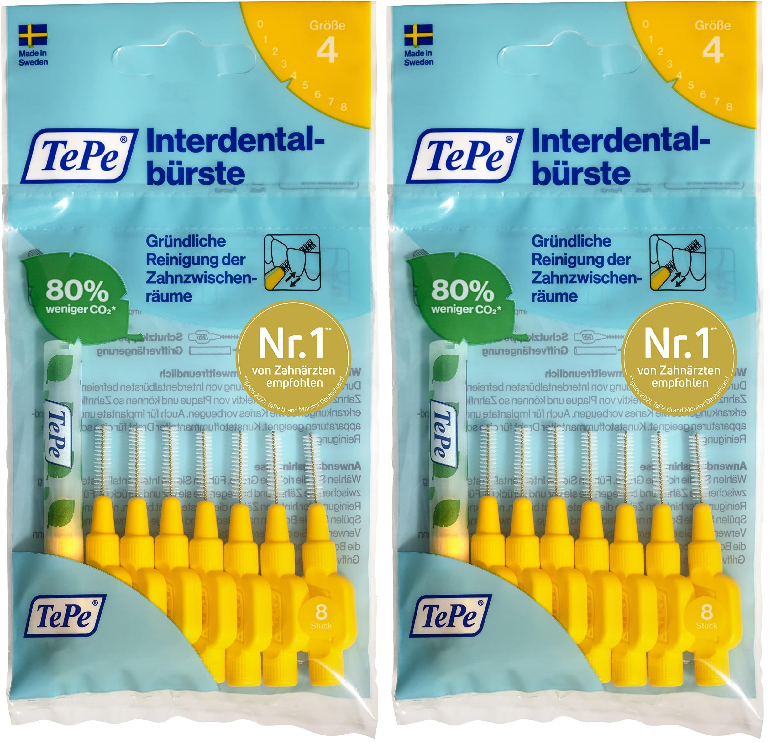 TEPE 0.7 MM - SARI Diş Arayüz Fırçası (1x 8 Adet) (2 paketi)