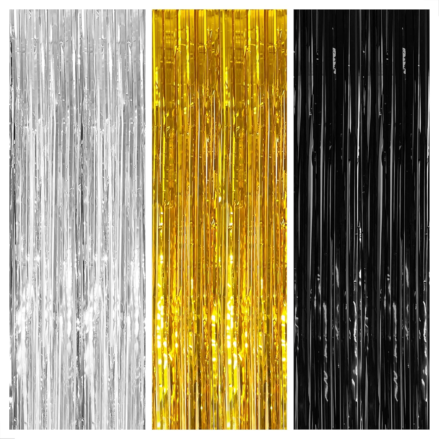 KatchOn, Silver, Black and Gold Streamers XtraLarge 3.2x8