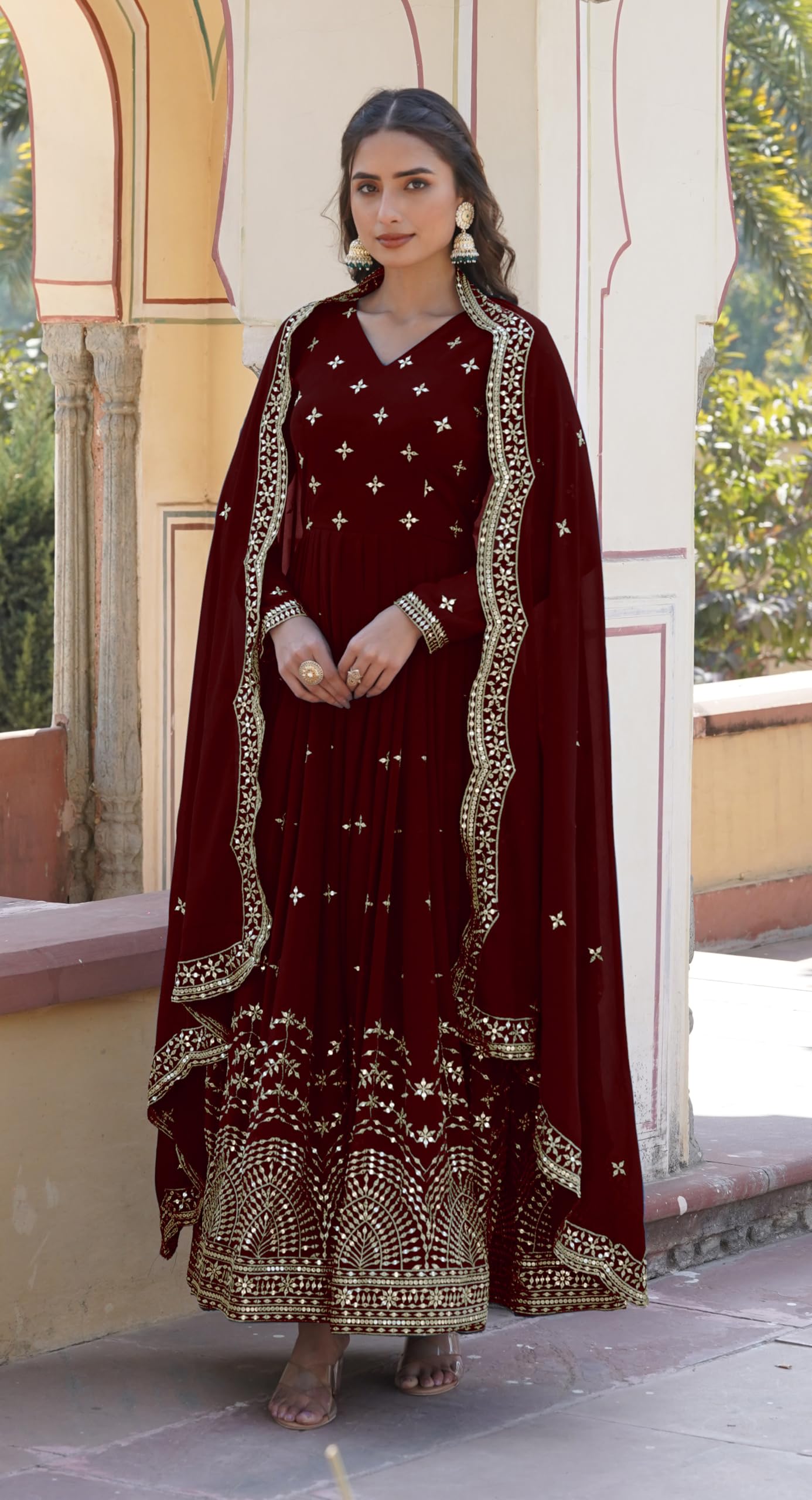 Fashion Basket Turquoise Georgette With Sequins Embroidery Anarkali Kurta Set For Women