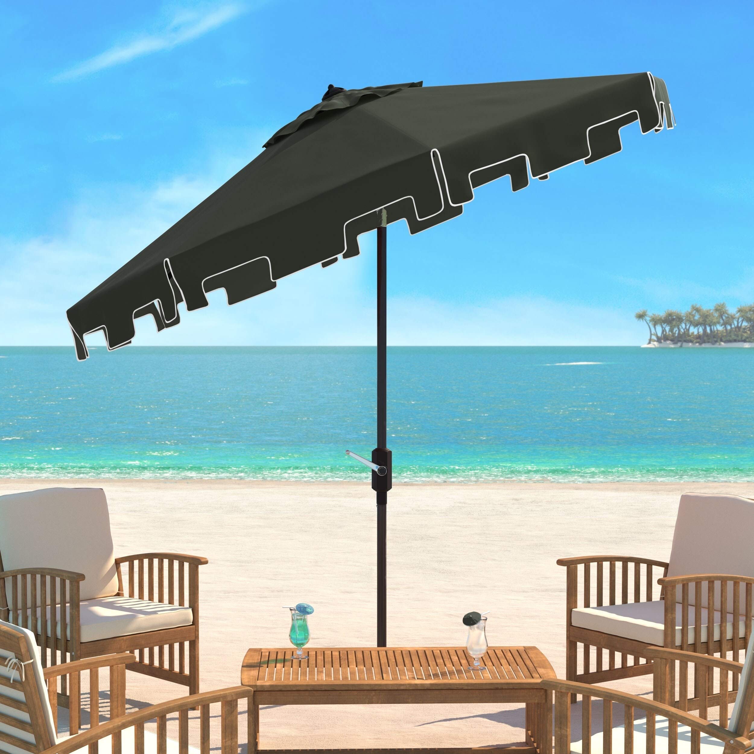 Amazon.com: Dark Green Aluminum Tilt and Crank 9-Foot Market Patio Umbrella  with Flap Nautical Coastal Octagonal Lift : Patio, Lawn & Garden