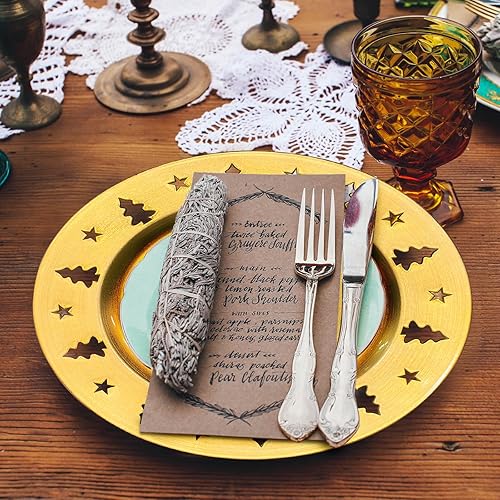 Miniatura 2 de Platos de carga dorados para árbol de Navidad, reutilizables de 13 pulgadas, decoraciones de fiestas, cargadores redondos para plato de cena,