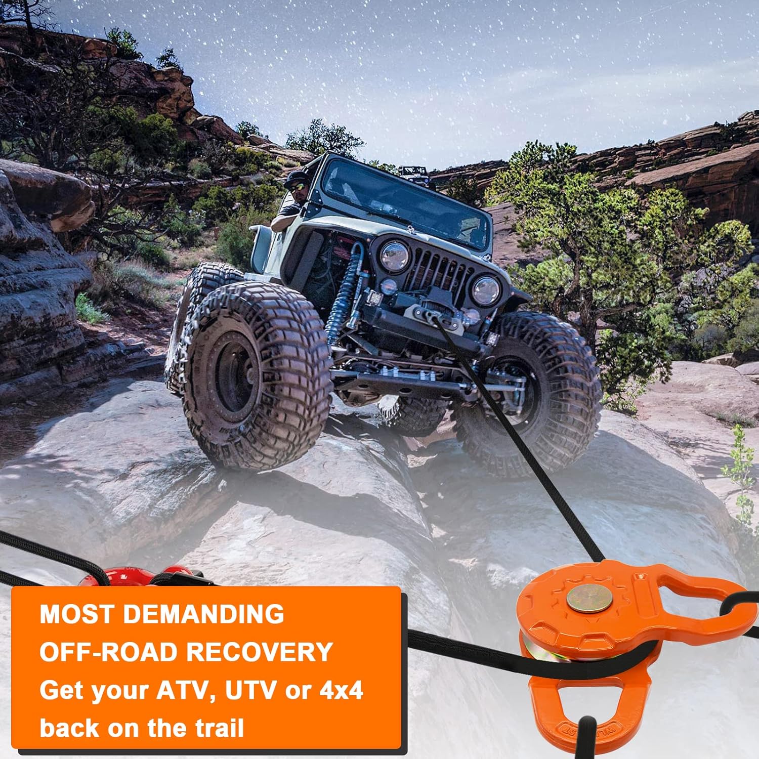 YUUCOO Snatch Block, 50,000 lbs (25T) Minimum Breaking Strength, 25,000 lbs (12.5T) Working Load Limit, for Synthetic Rope and Steel Cable Winch Lines, for Tractor, Truck, ATV & UTV : Automotive