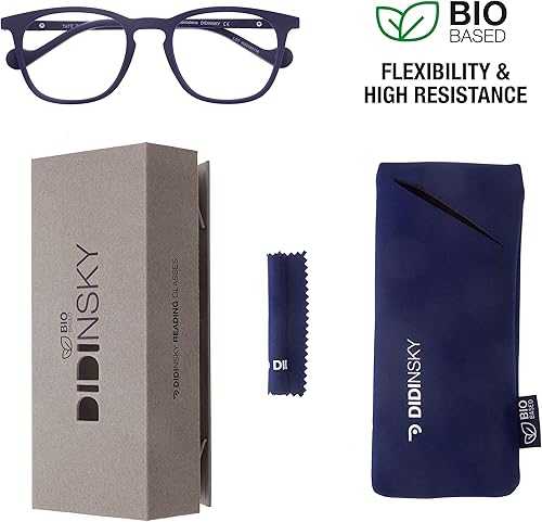 Miniatura 2 de Lentes de lectura para la presbicia para hombre y mujer, anti luz azul, táctiles de goma, patillas flexibles y lentes antirreflectantes. Indigo +1.5