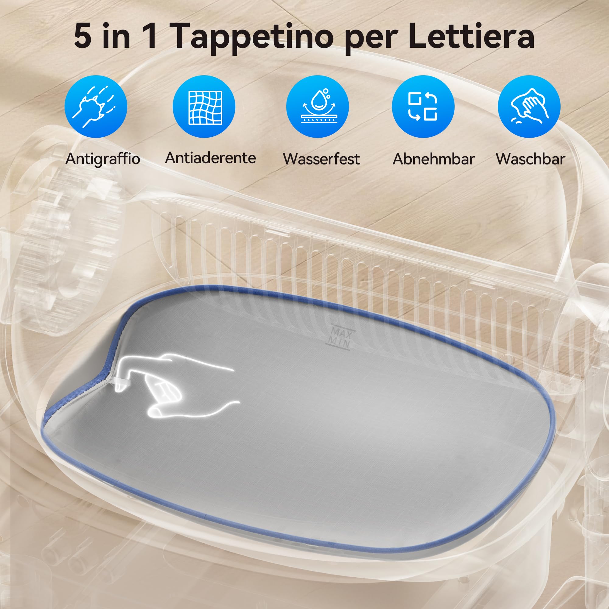 Thereye Lettiera Gatto Autopulente, Lettiera Automatica Per Gatti con Controllo App, Sensore di Sicurezza, Anti-Odore, Contenitore per Rifiuti da 10 L, per Gatto di Grandi/Più Gatti (3-30lb)