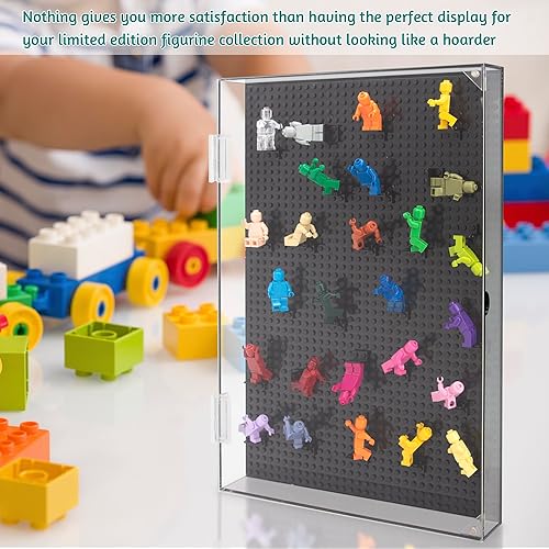 Miniatura 7 de JOYMOMO Vitrina de minifiguras de acrílico para montaje en pared, exhibe y protege tu colección de minifiguras de bloques de construcción (sin