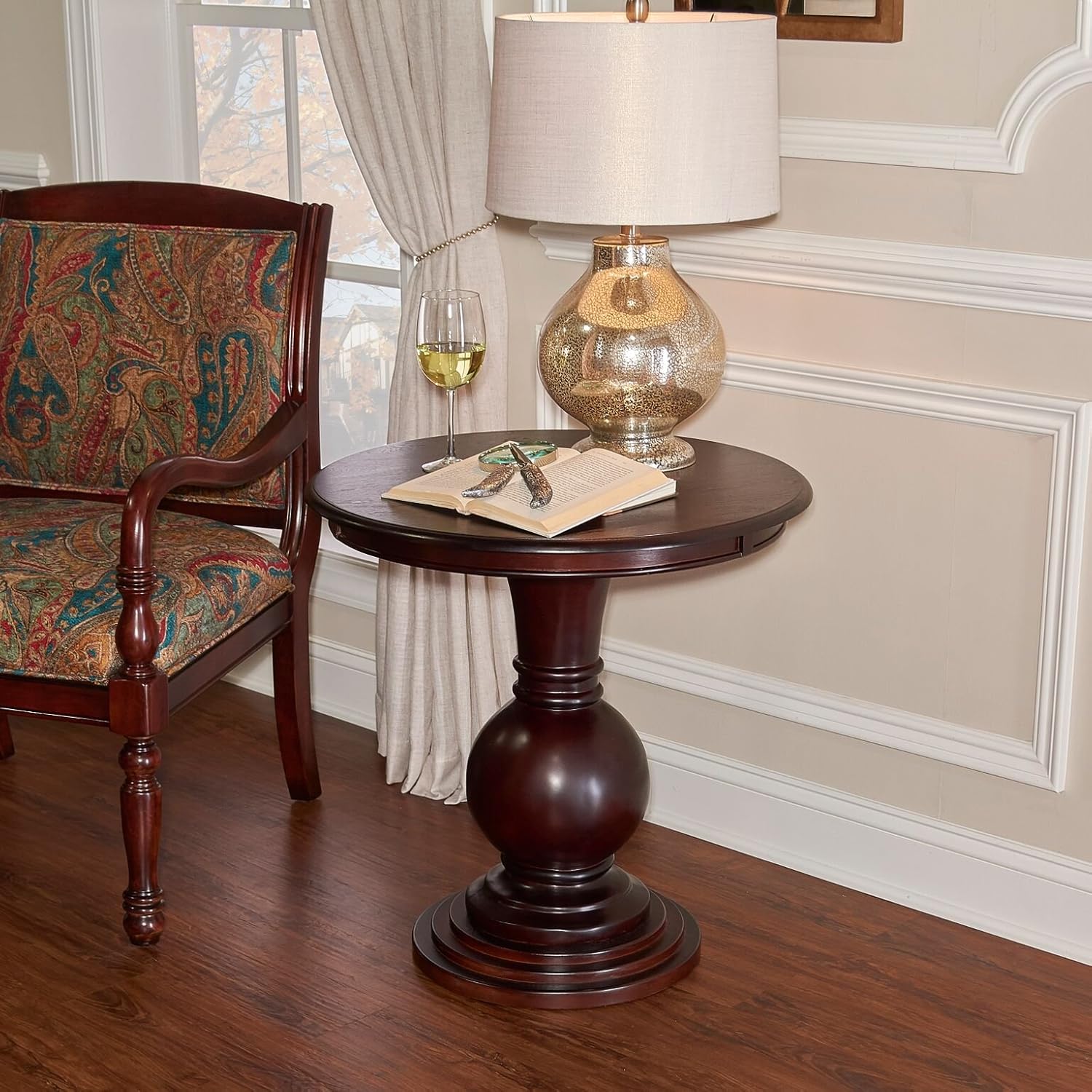 Powell 809-350 Espresso Round Accent Table 26"L x 26"W x 26"H : Home & Kitchen