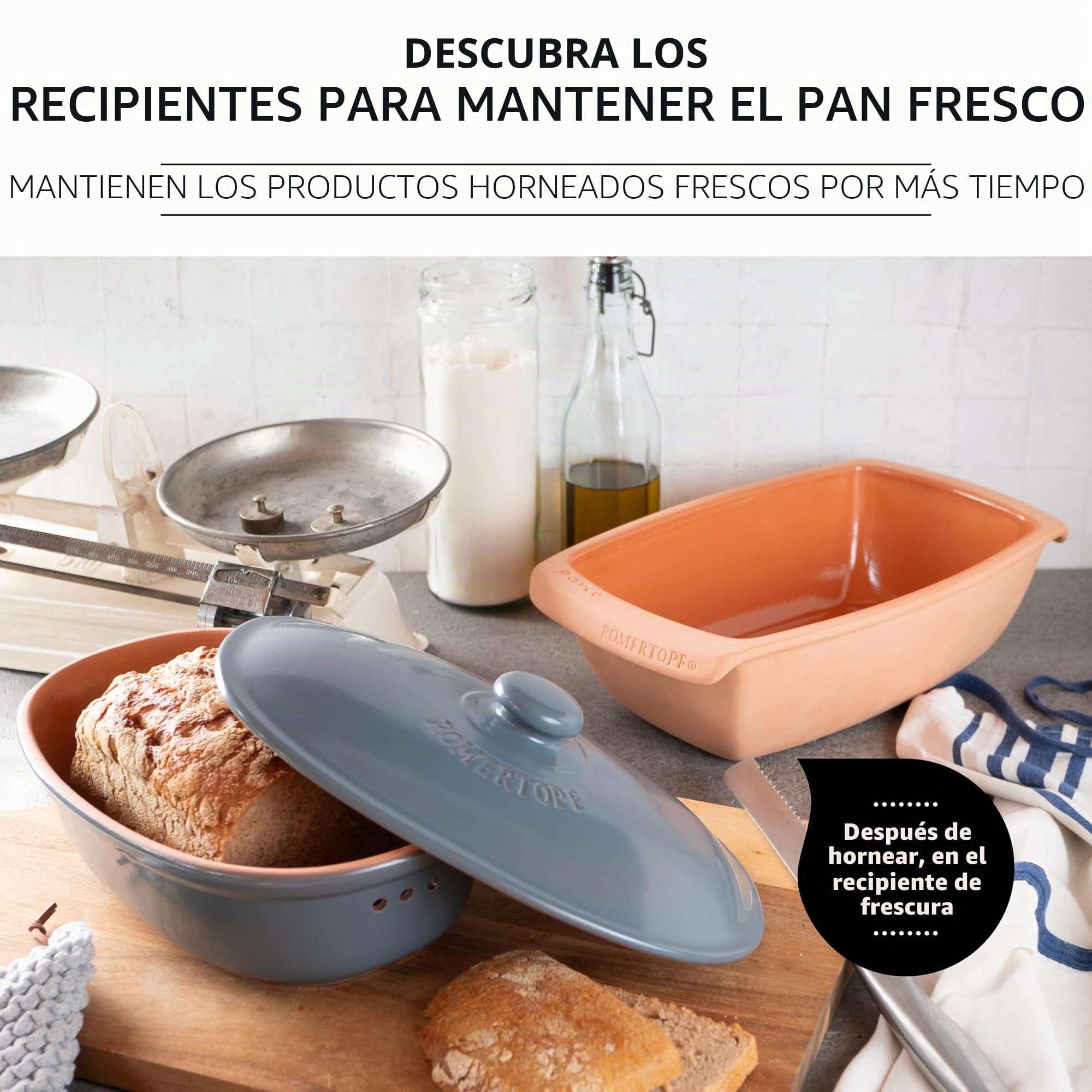Römertopf – Fuente de horno de cerámica para asar, aprox. 34,5 x 20,5 x 11 cm, color terracota, apta para horno y lavavajillas | Aprox. 31,5 x 16 x 9,5 cm, molde esmaltado para pan y pasteles, apto para horno, apto para lavavajillas