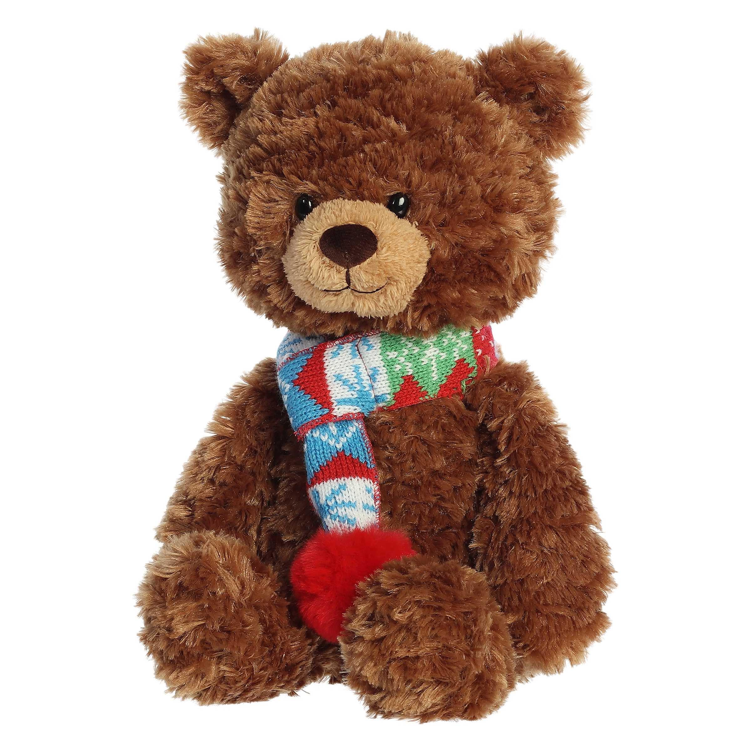 Aurora Festive Holiday Bundled Bear Sven Stuffed Animal - Seasonal Cheer - Heartwarming Gifts - Brown 14 Inches