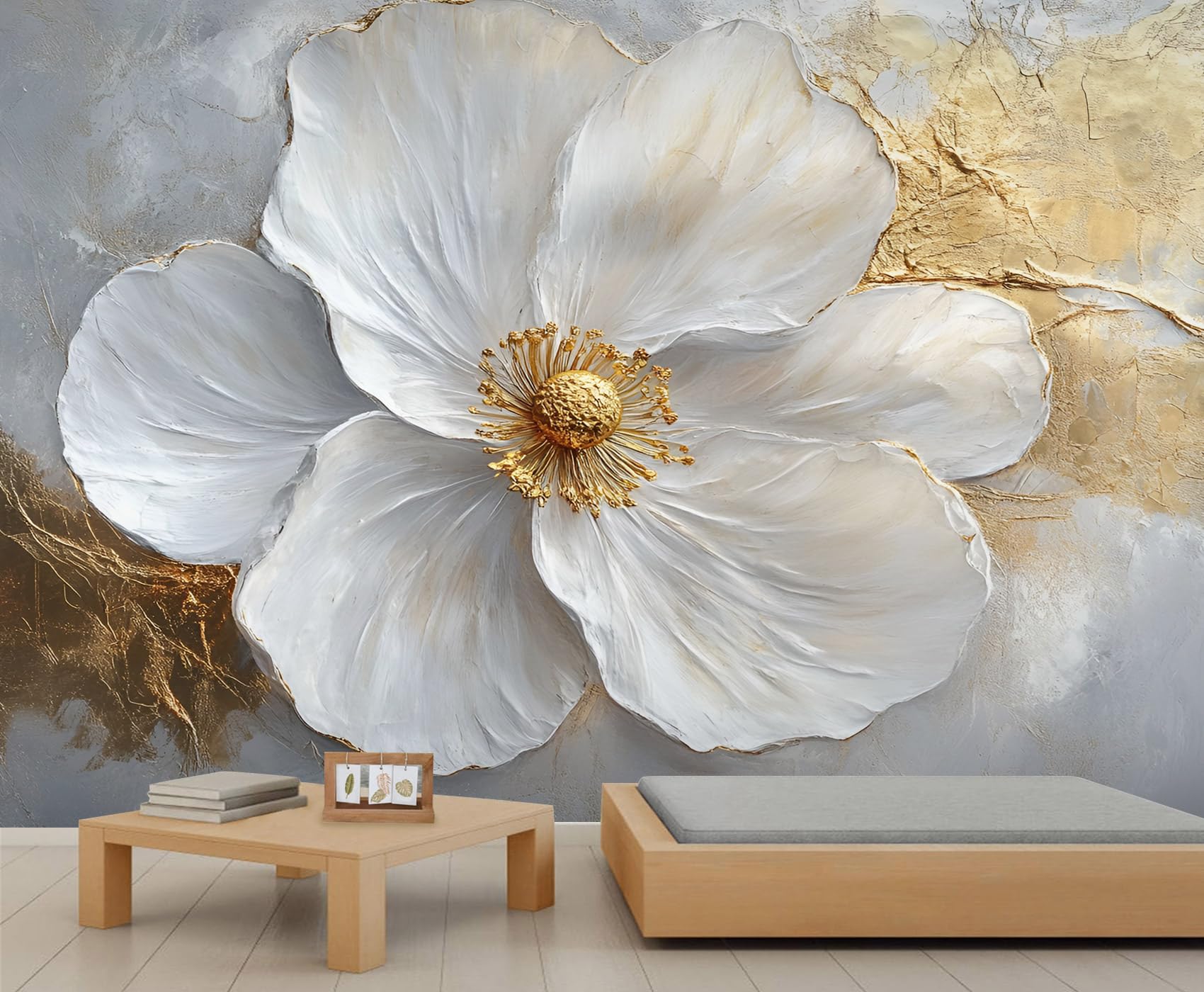 Floral Wall Murals 450x315cm Modern Large Mural Minimalist Mural Wallpaper for Bedroom Floral Wall Decor (Not Peel n' Stick)