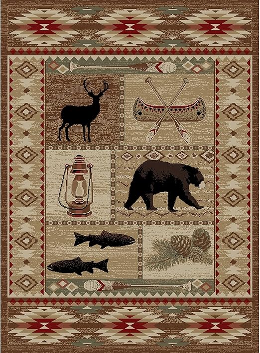 Amazon.com: Rustic Lodge Brown 5x7 Area Rug, 5'3x7'3 : Home & Kitchen