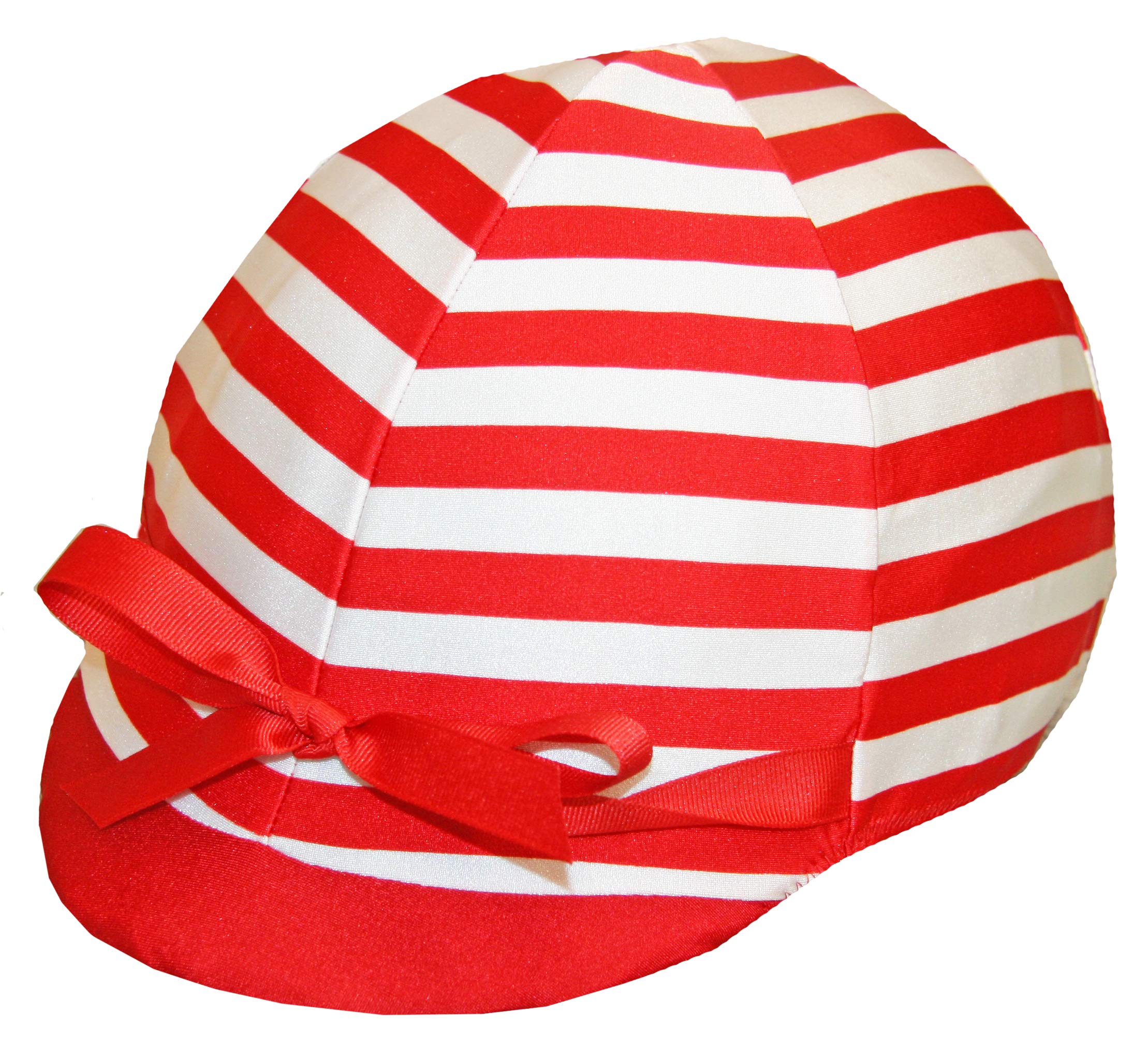 Equestrian Riding Helmet Cover - Red and White Stripes