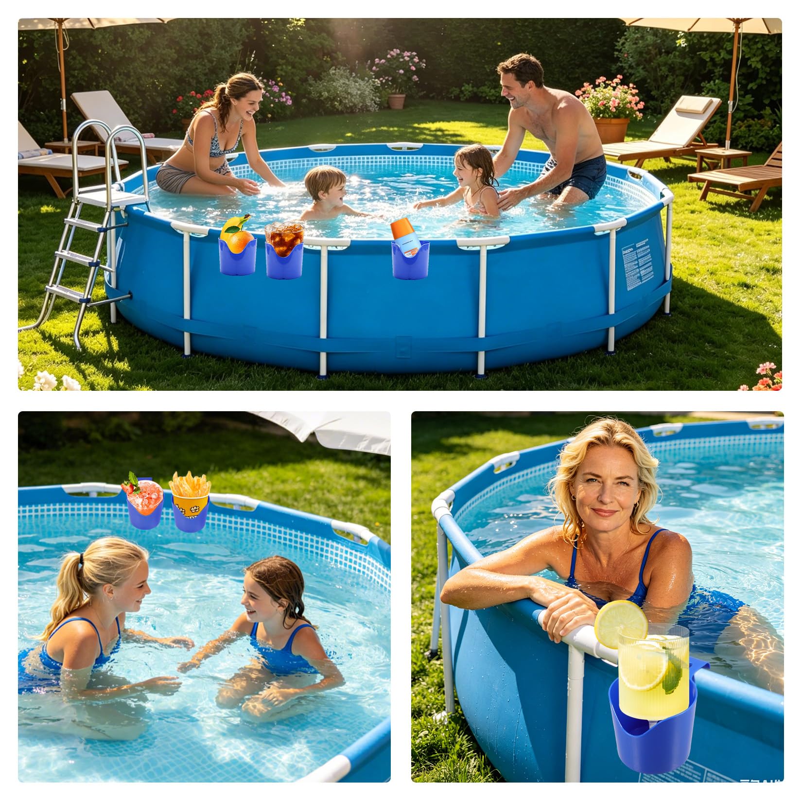 Juego de 6 portavasos para Piscina, de plástico, para Bebidas y Cerveza, Accesorios multifuncionales para Piscinas, Ideales para Bebidas y teléfonos móviles