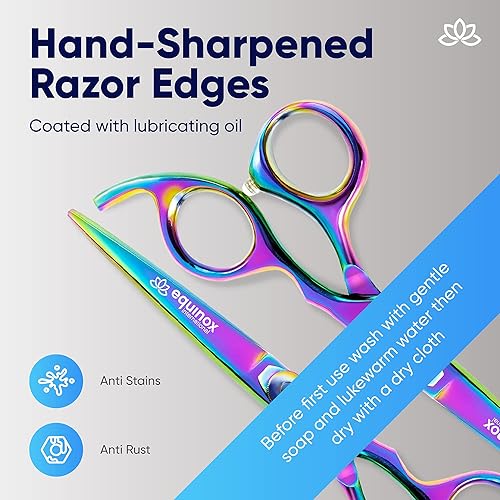 Vista 41 de Equinox - Juego de tijeras de peluquero profesional, incluye tijeras y tijeras de adelgazamiento para cortar el cabello y aseo, accesorios de acero