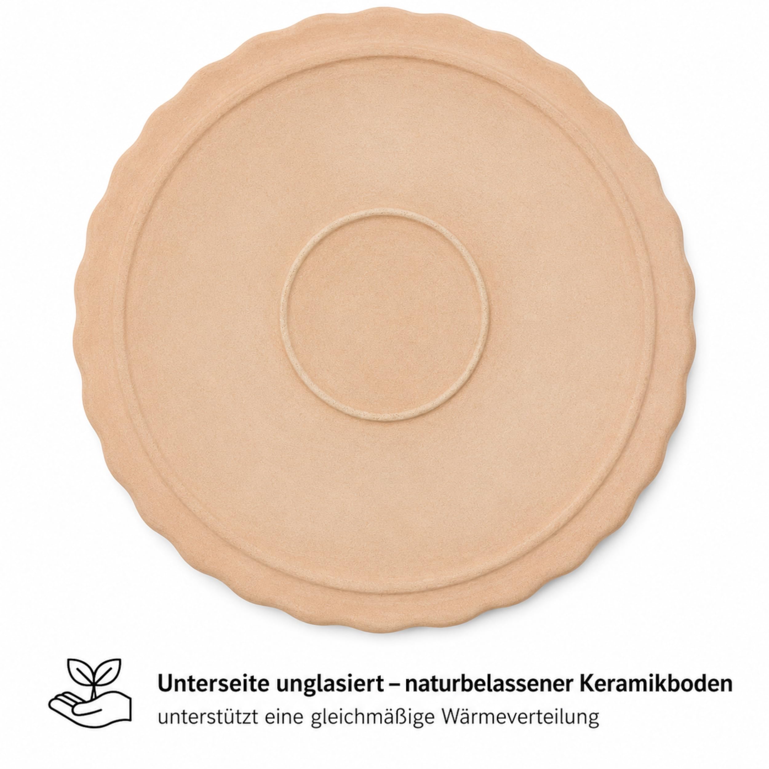 Molde redondo de 31 cm con borde ondulado de loza, forma de quiche, molde para tartas de frutas, molde para horno (ámbar marrón)