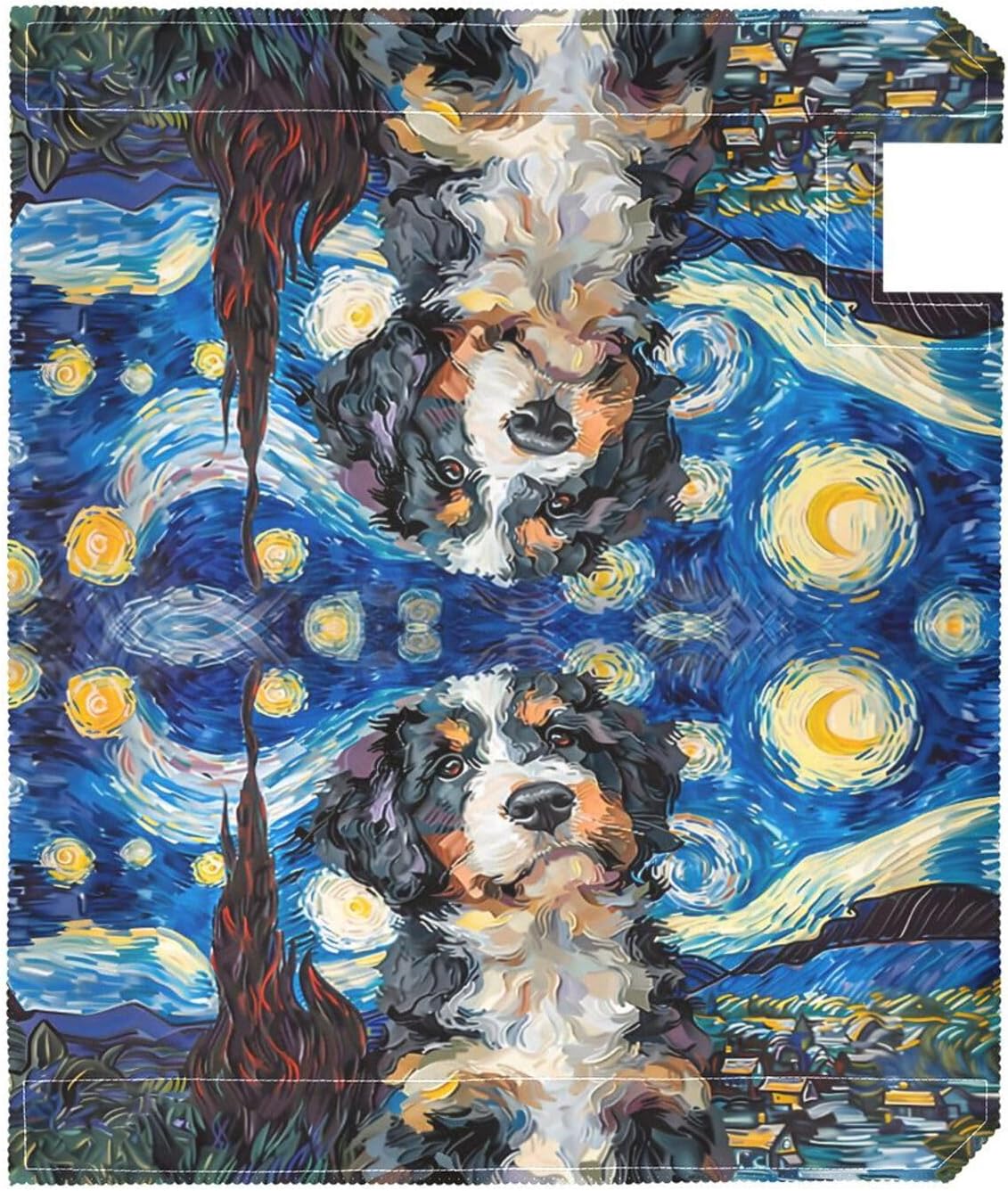 Mailbox Covers Magnetic Bernedoodle Dog Starry Sky Blue USA Letter Box Wrap Standard Size 21x18 Inch Post Decor Outdoor Garden Yard Decoration