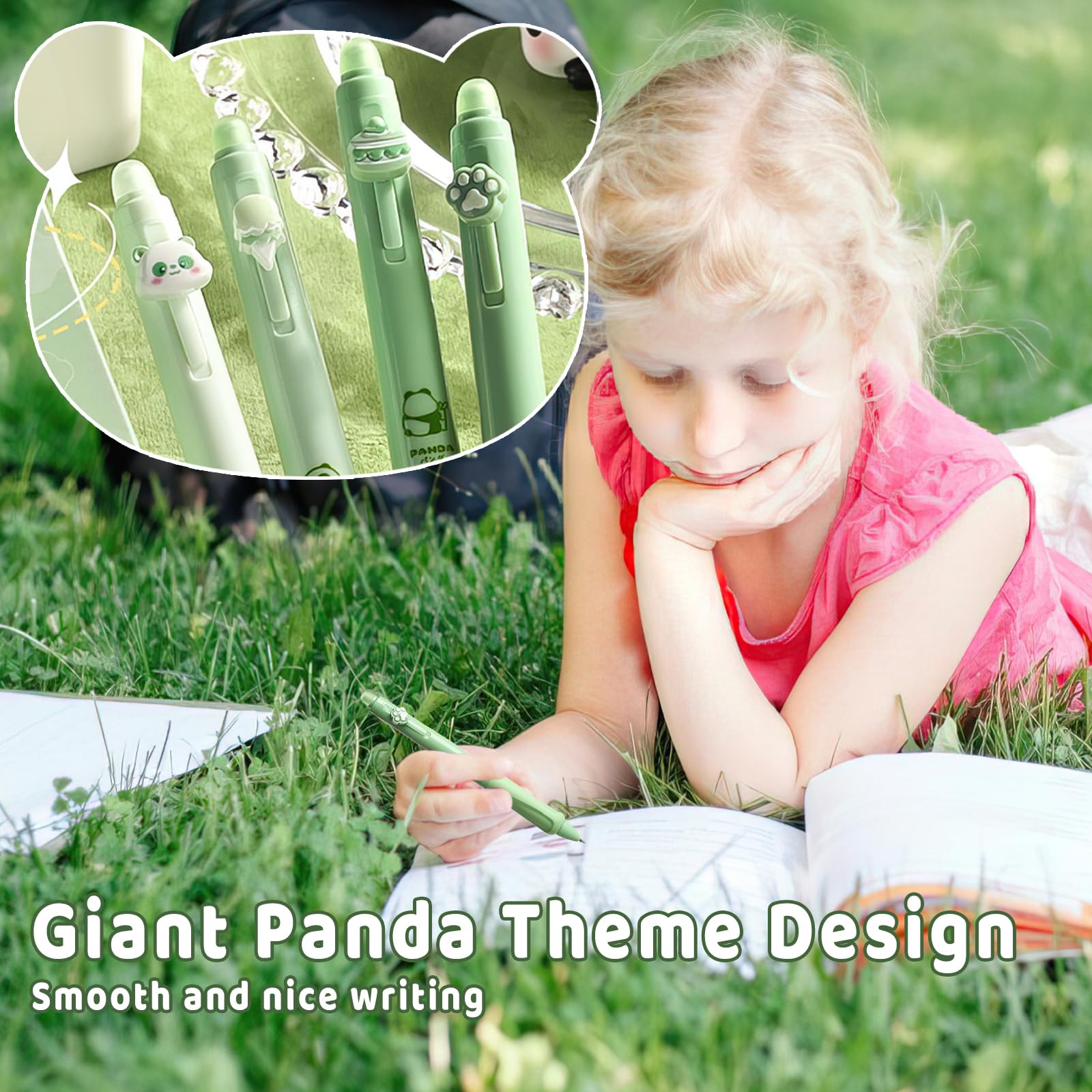 Lot De 4 Stylo Effaçables Kawaii - Panda Patte Glace Gâteau