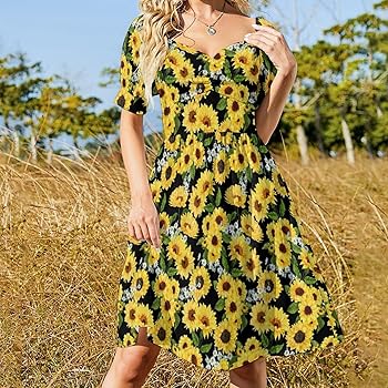 ワンピース Sunflower-Printed Midi Dress M sky Fubail / Sunflower-printed Midi Dress