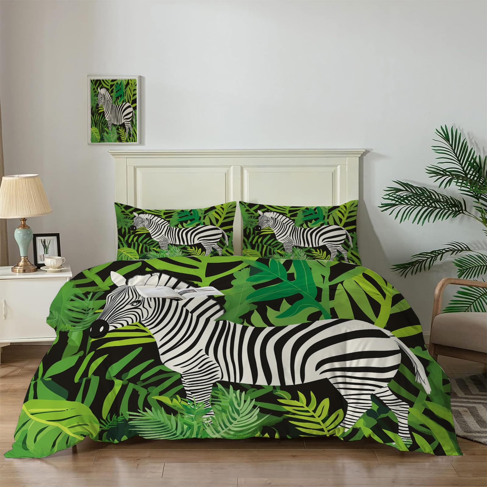 Housse de couette 200x200 cm zèbre en microfibre douce et zippée