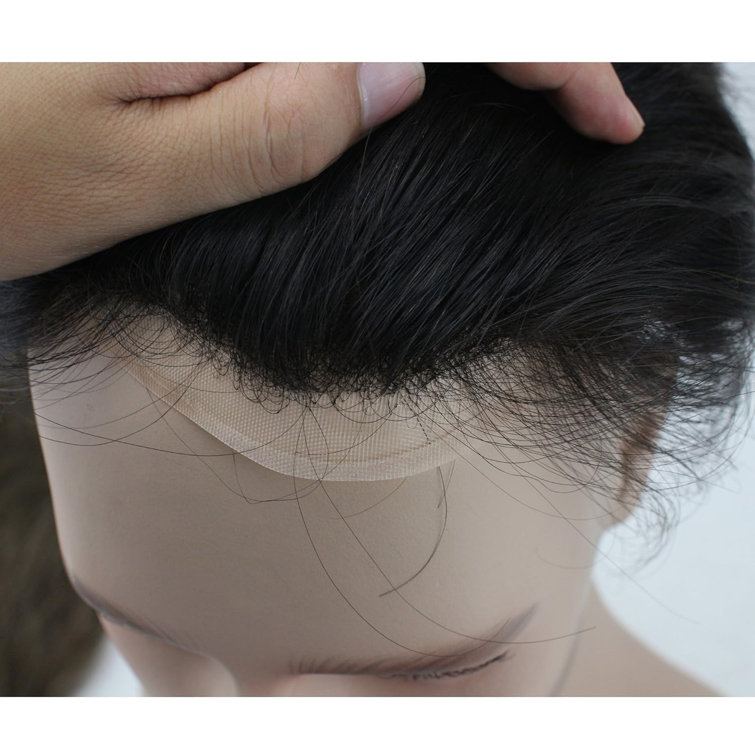Dreambeauty Men's Toupee 10×8 inch European Virgin Human Hair Toupee for Men Thin Skin Hairpieces Hair Replacement System Monofilament Net Base for Men (Natural Color)