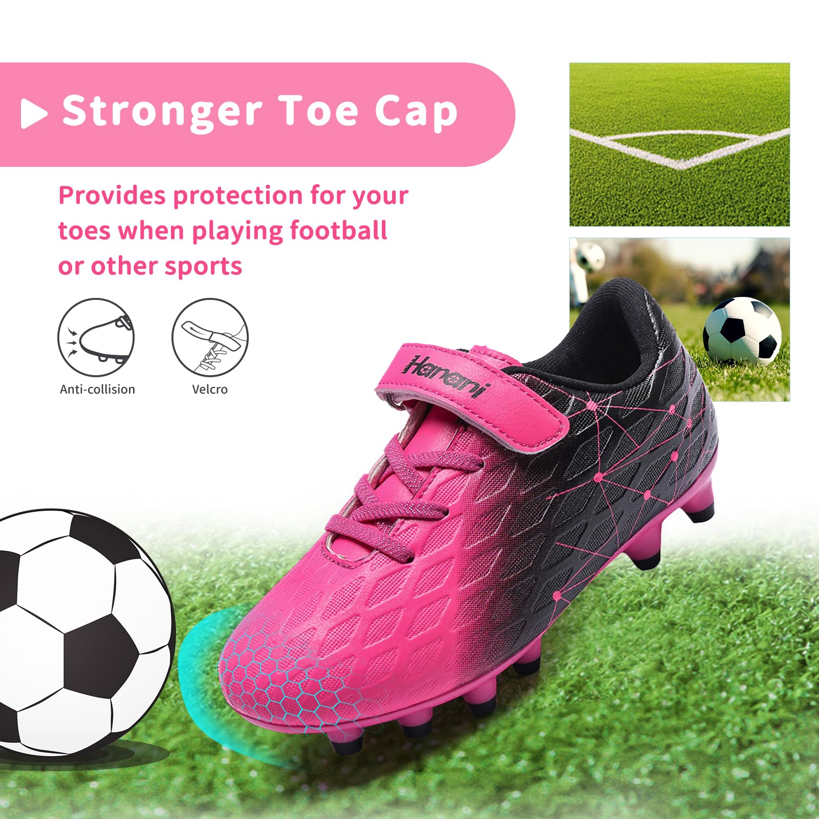 Hanani Tacchetti da calcio per bambini e ragazze FG/AG Calcio Atletica Sport Scarpe da allenamento Scarpe da corsa Adolescenti Indoor Outdoor Scarpe da Calcio Sneakers per Unisex