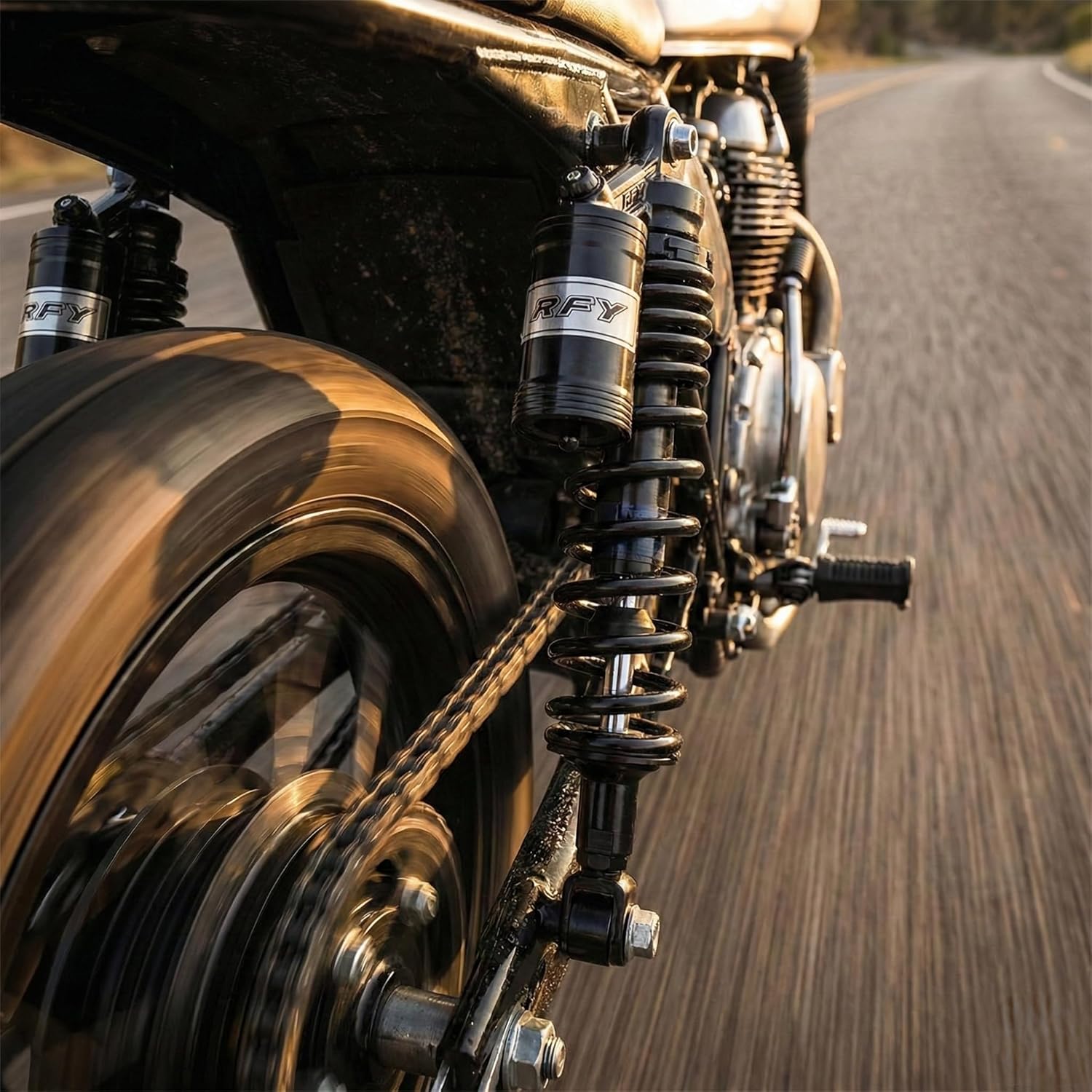 Mallofusa 320mm Pair Rear Motorcycle Shock Absorbers Suspension Eye to Clevis Universal for Kawasaki Honda Yamaha Suzuki Black