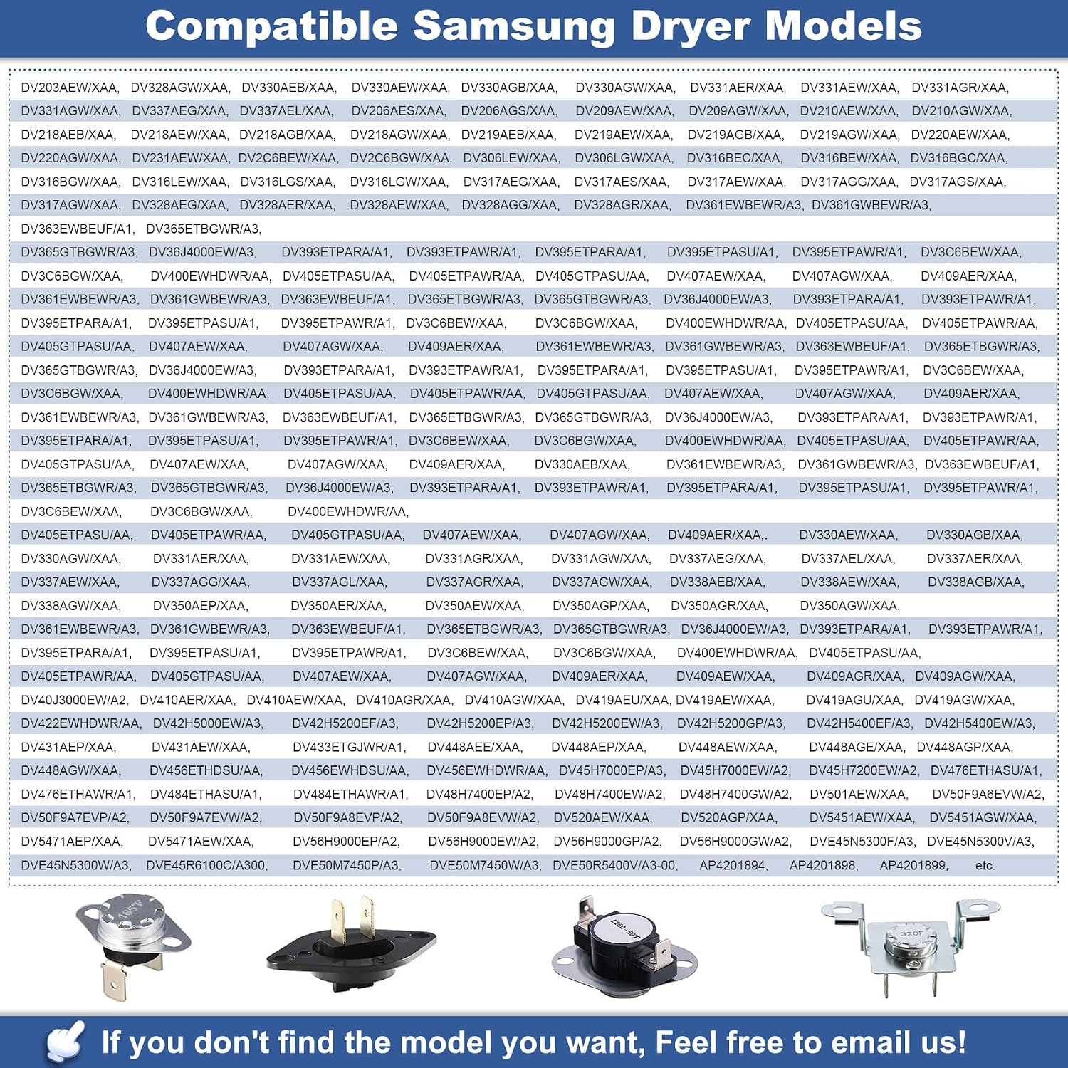 DC47-00016A Dryer Thermal Fuse Kit for Samsung DC47-00016A Thermal Fuse & DC96-00887A Thermostat & DC32-00007A Dryer Thermistor & DC47-00018A Thermostat Compatible with Samsung lg Kenmore Dryers