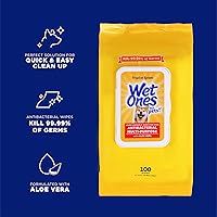 Vista 2 de Wet Ones Toallitas multiusos para mascotas para perros, con aloe vera, antibacterianas, mata gérmenes, aroma tropical salpicadura, paquete de 3, 100