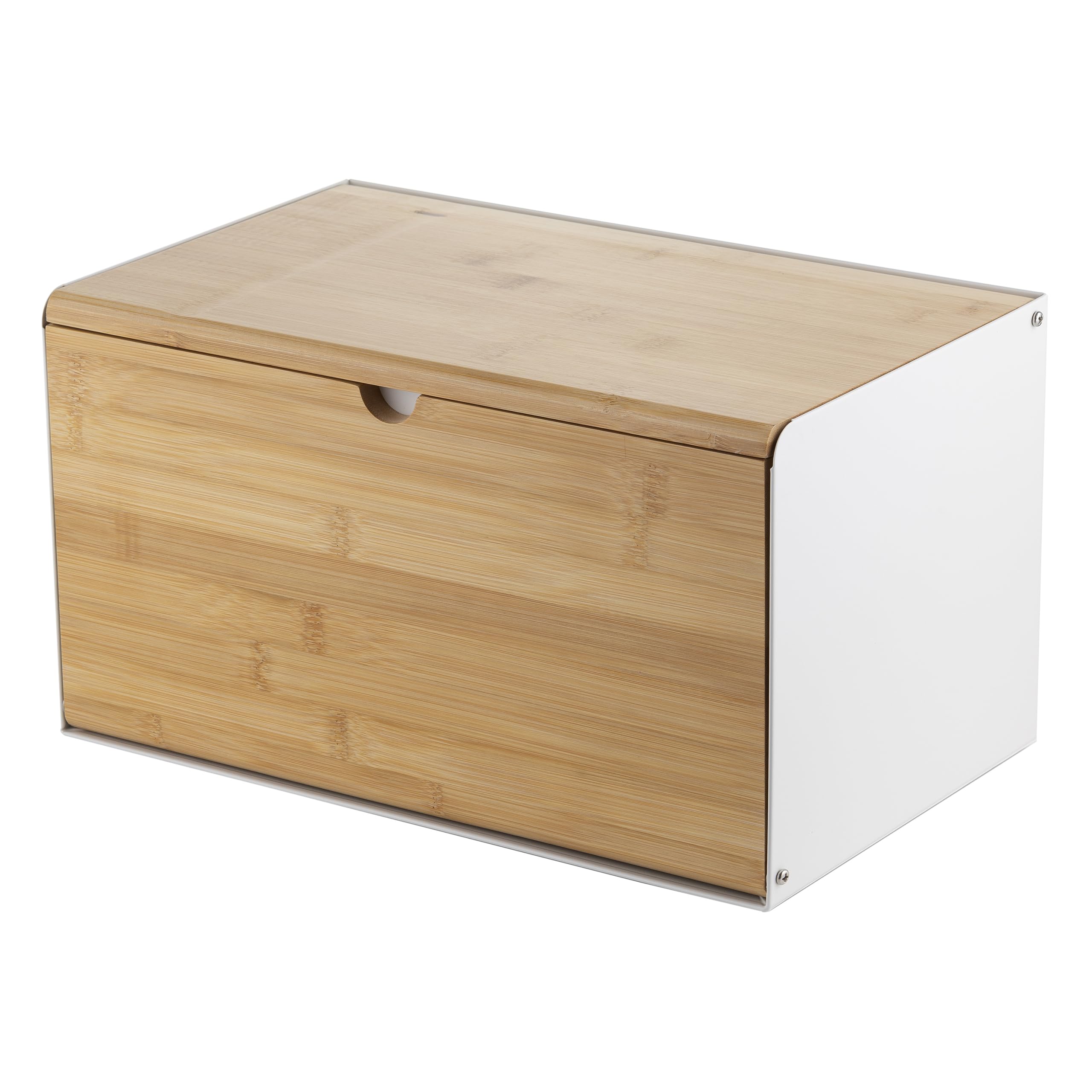 FLORINA Panera BRUSTO 35,5 x 21,5 x 19,5 cm I Acero con Tapa de Bambú I Panera Espaciosa y Moderna I Conservación de Pan Más Fresco I Contenedor de Pan para Cocina I Color: Blanco