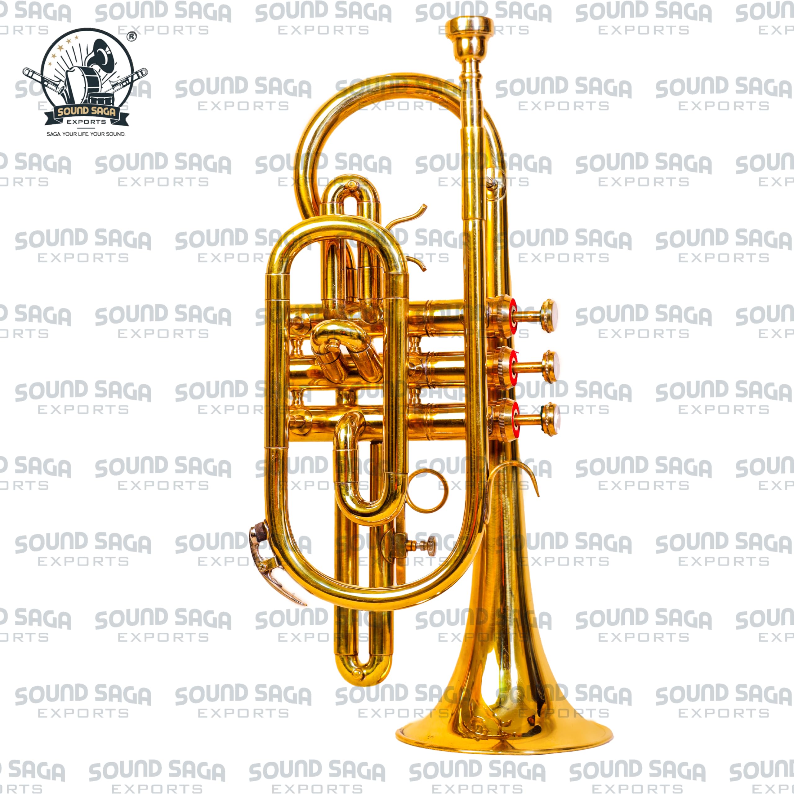 Kornett 3 Ventile BB Pitch Blasinstrument, Premium Qualität inkl. Mundstück & Tragetasche (Braun)