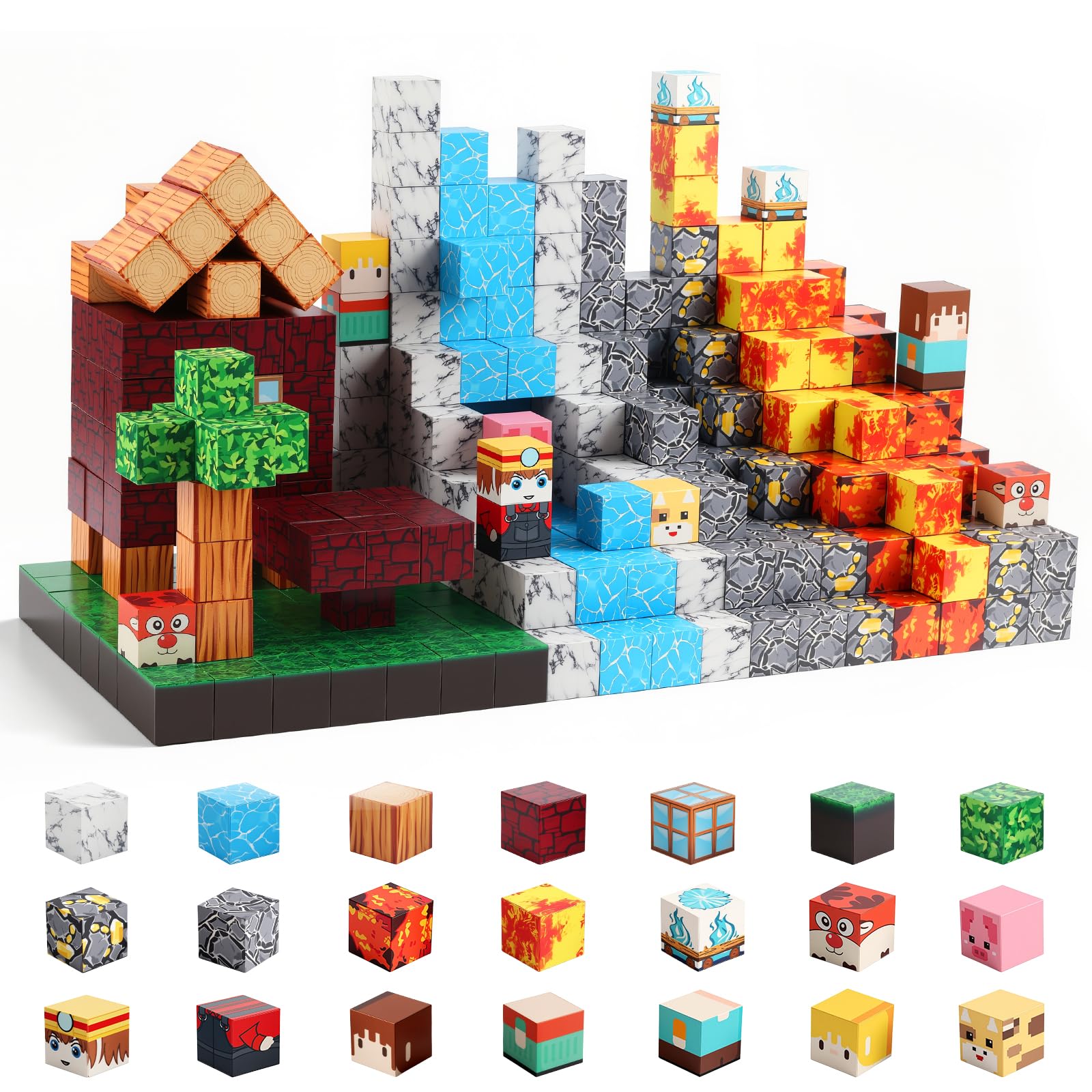 FUNYKICH Bloques Magnéticos Construcción 470 Piezas, Juego Construcciones Magnéticas para Niños y Niñas de 3 a 10 Años, Stem Montessori Juguete de Apilamiento, Regalo Creativo para Niños