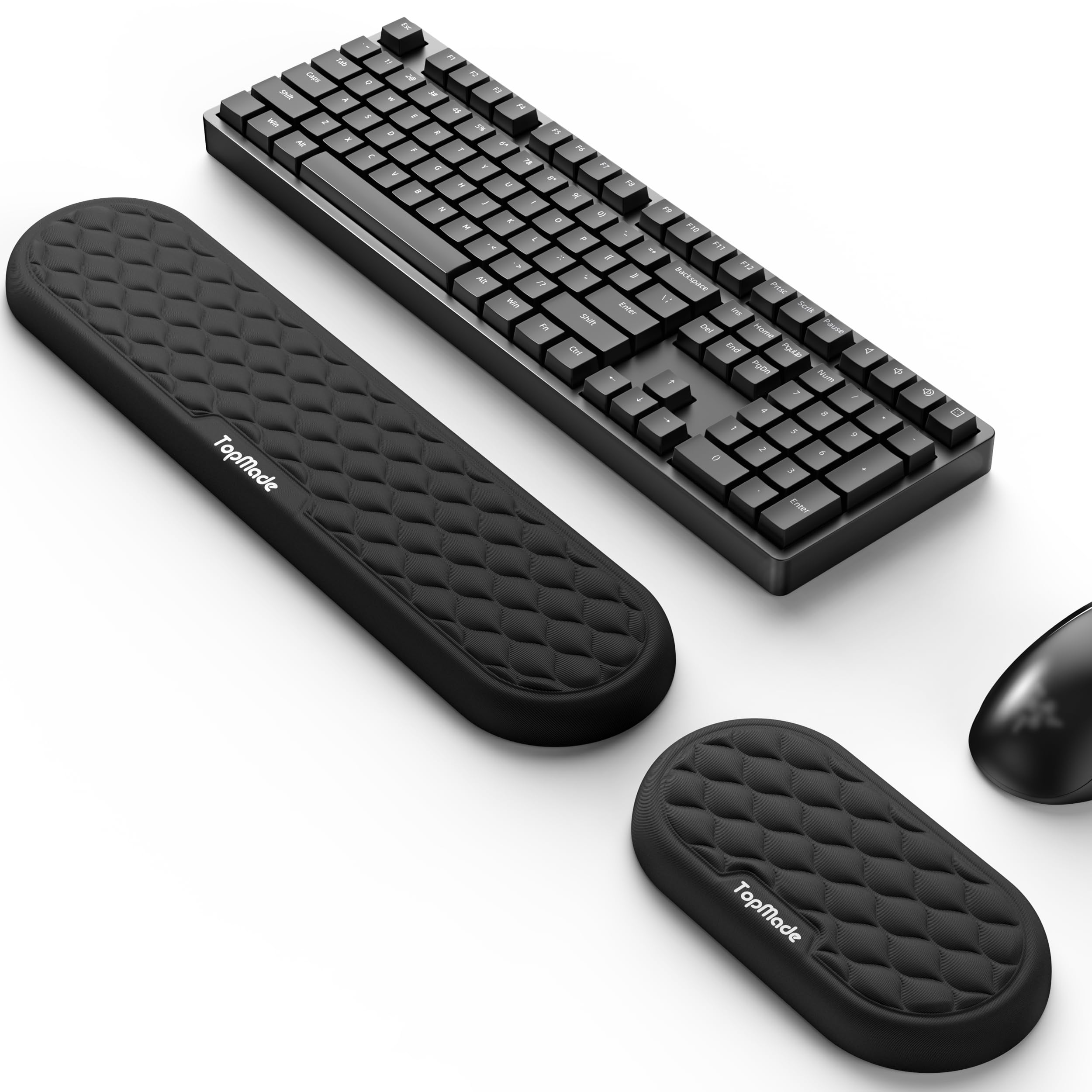 TopMade Upgraded Wider Wrist Rest Set Soft Memory Foam Keyboard Hand Rest Pad Computer Ergonomic Keyboard Mouse Wrist