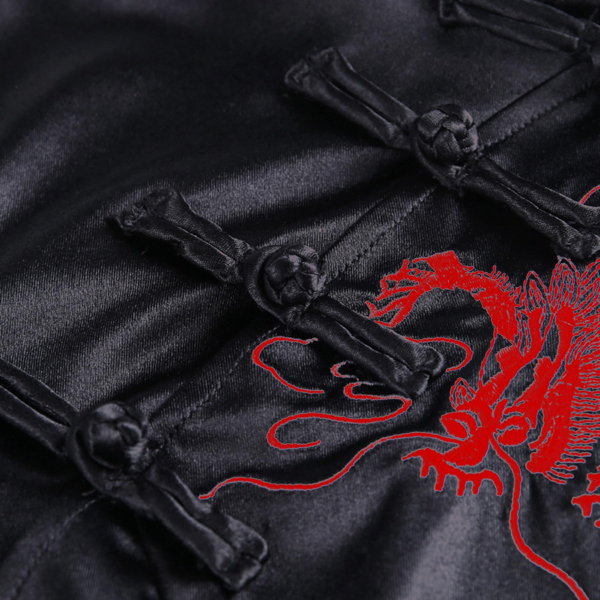 Cheongsam Kleider für Damen Schwarz Gothic Kleid Vintage Slim Kleidung Kurze Ärmel langes Chinesisch Elegante Kleider Asiatischer Stil Drachenmuster Kleid Erhältlich für Mottopartys, Bälle
