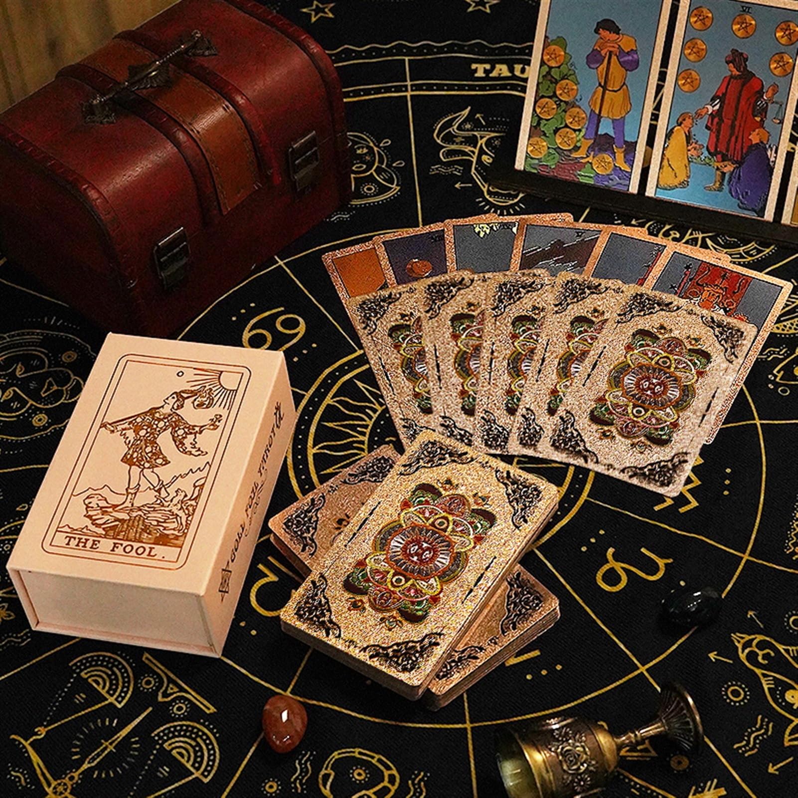 GIBZ Original Design Tarot Cards, 78 Pieces Rose Gold Foil Tarot Deck Set, with Guide Book and Box for Beginners - Image 2
