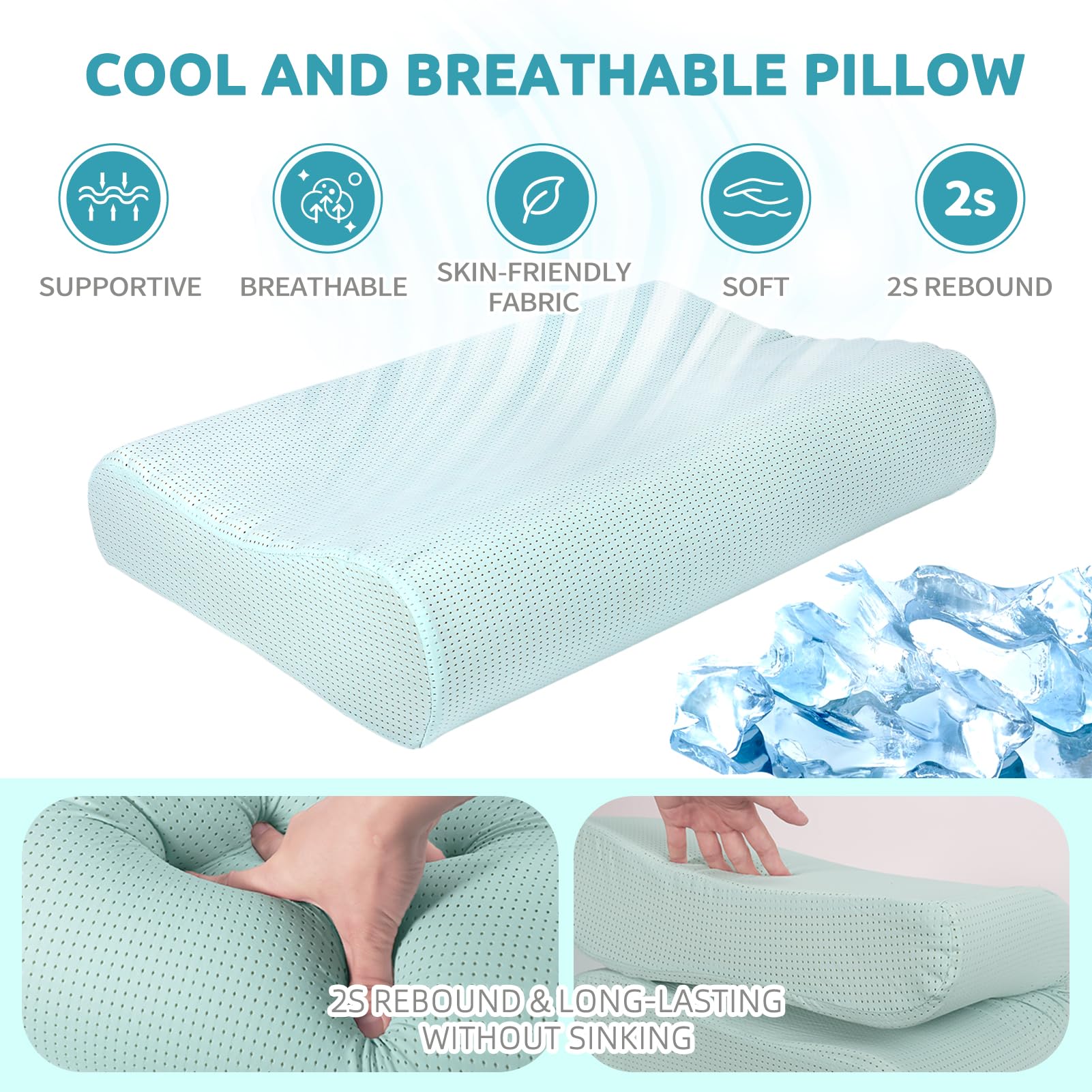 Cuscino ergonomico in memory foam cervicale per alleviare il dolore al collo, cuscino sagomato regolabile per chi dorme su fianco, schiena, stomaco, supporto ortopedico per il collo con fodera