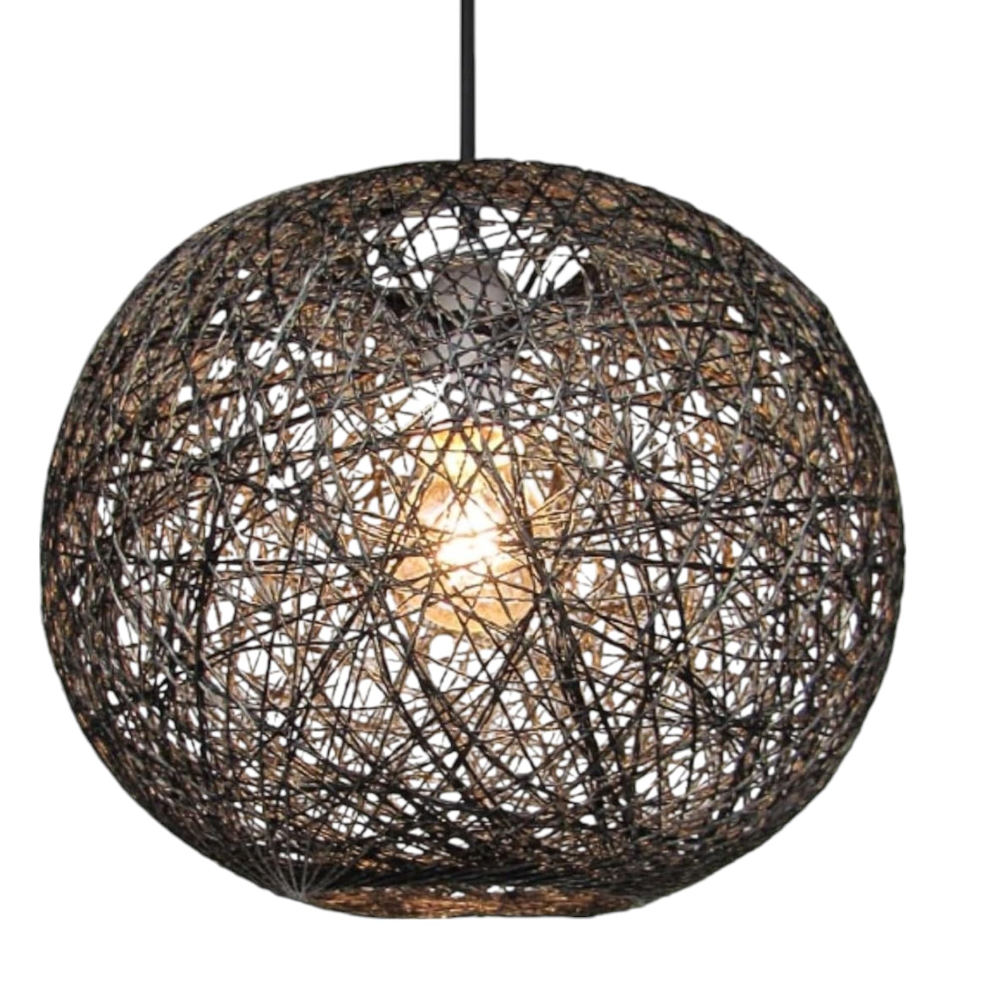 Loxton Lighting Modern Medium Wicker Rattan String Ball Style Ceiling Pendant Light Lampshade [Energy Class A+]… (Black)